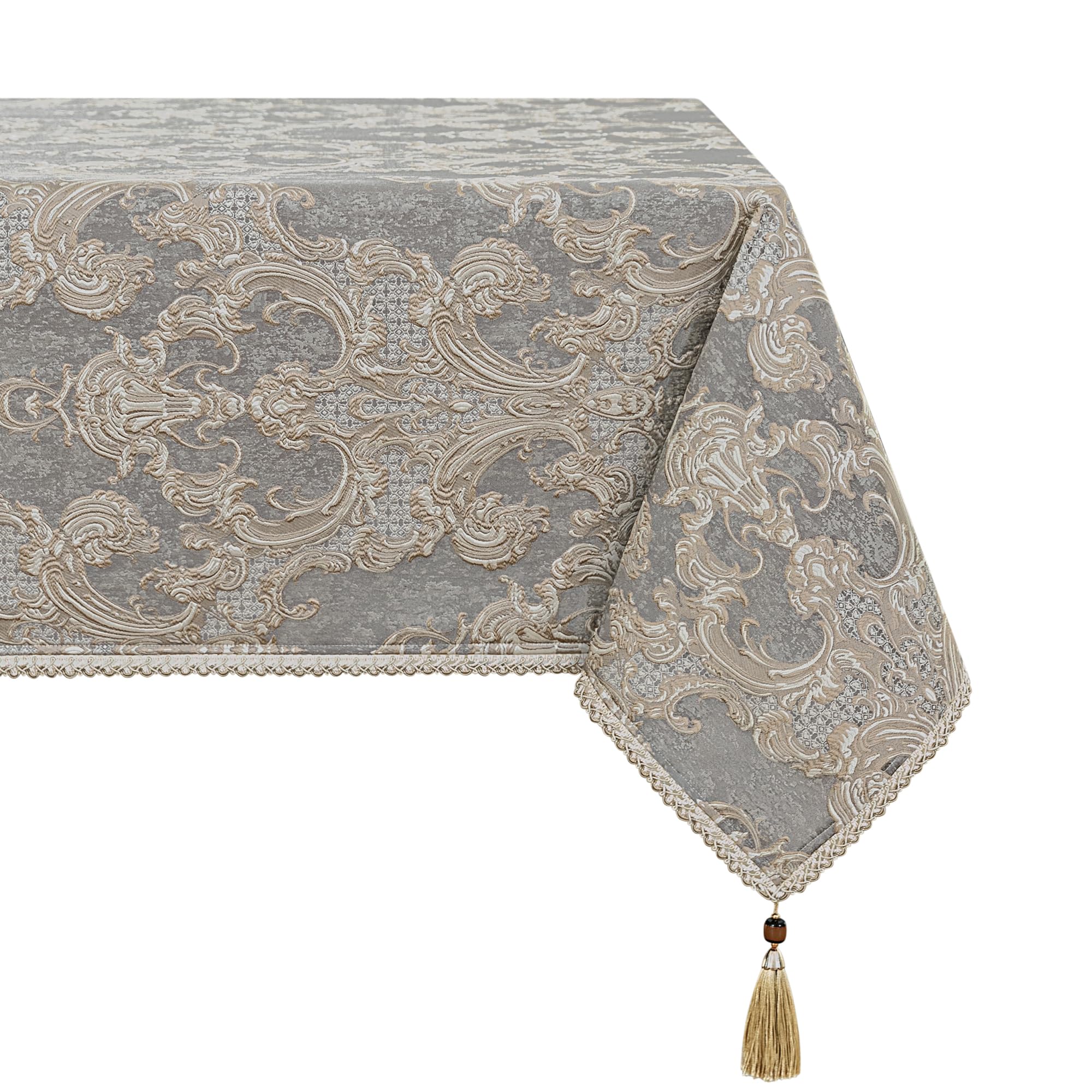 TOPLUXE Table Cloth, Luxury Tablecloth Rectangle Table Cover for Dining Room/Restaurant Table Decoration (140x240cm, Light Grey) — image 1