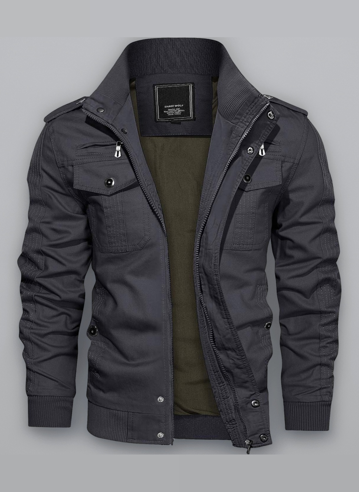 KEFITEVD Mens Warm Fleece Cargo Jacket Winter Military Bomber Jackets Windproof Work Coat with Multi Pockets