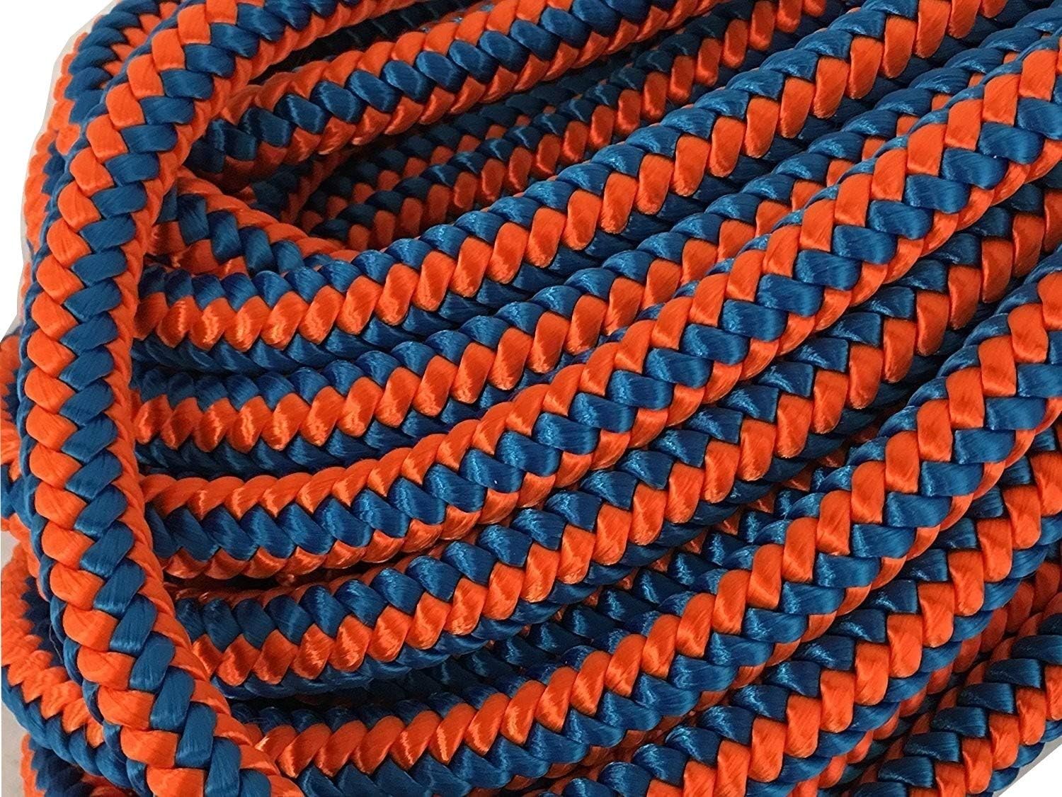 Blue Ox Rope 1/2 Inch Arborist 12 Strand Rope, Blue/Orange- 8,000 lb Tensile Strength- High Visibility