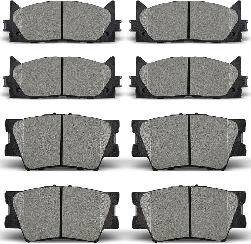 Pastilhas de freio dianteiras e traseiras TALAMOYI cerâmicas para Lexus ES350, Toyota Avalon e Camry – Jogo com 8 unidades