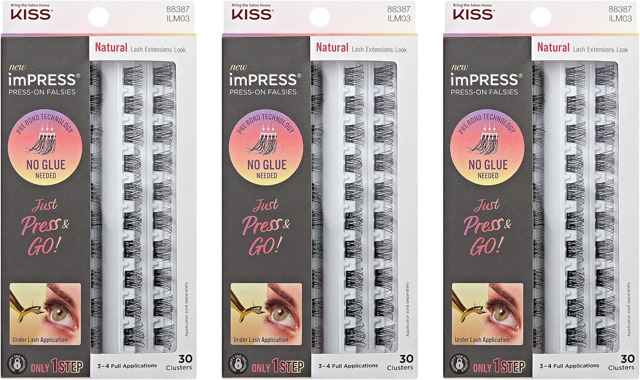 imPRESSPress-On Falsies 3-Pack Natural - 90 Clusters