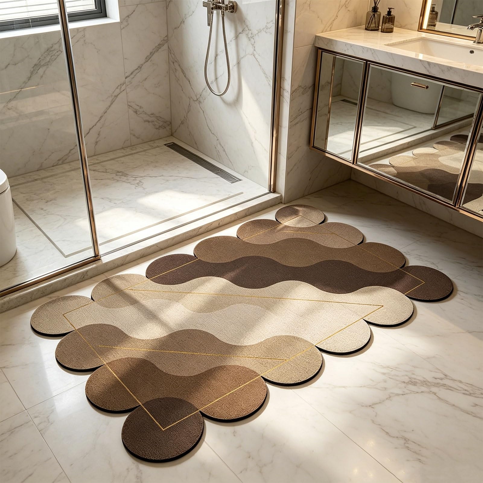 Tappetino Assorbente in diatomee, Morbido e Assorbente, Ideale per Il Bagno, la Cucina, l'ingresso, la Doccia, la Vasca e Il lavandino (40x60 cm).