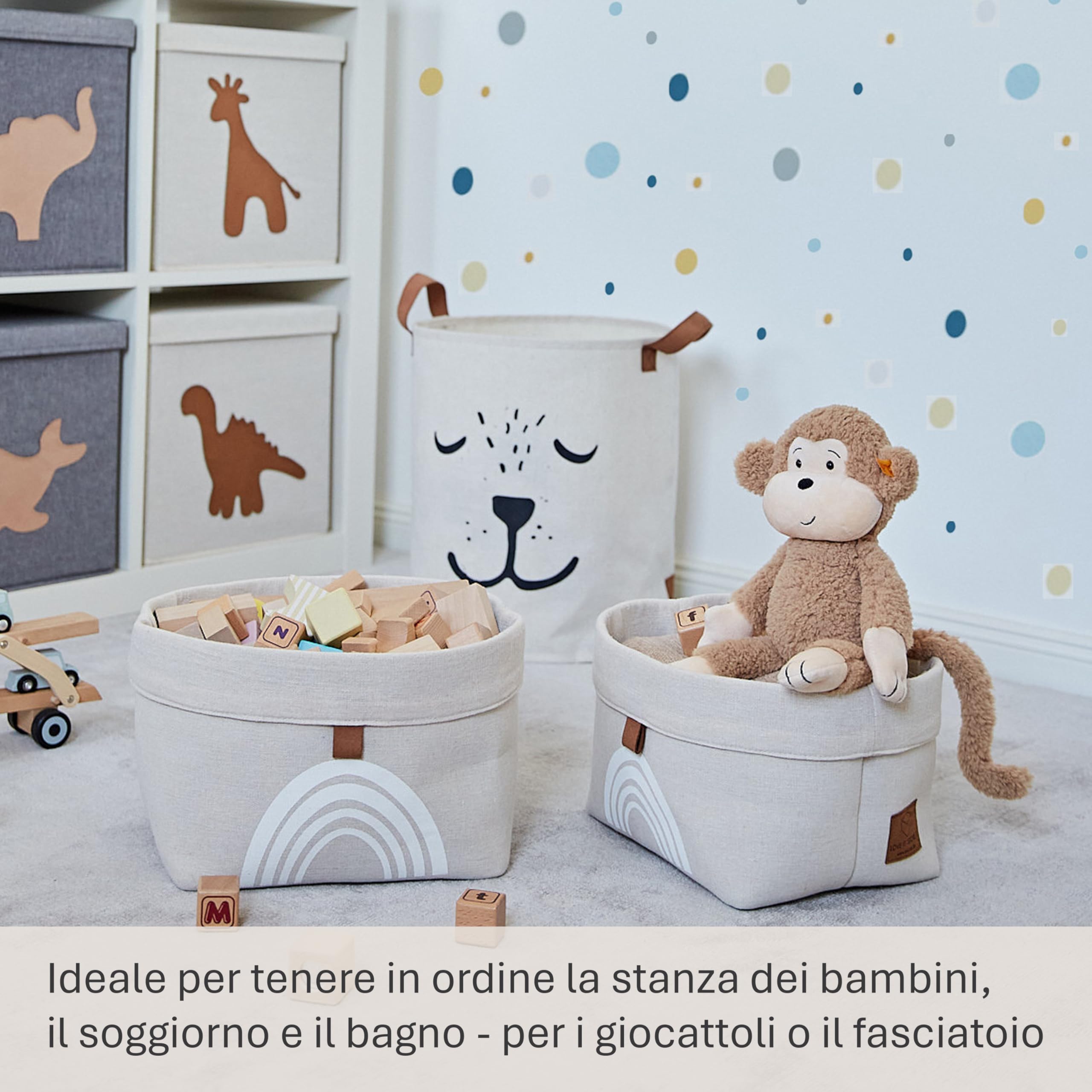 Cestini Portaoggetti Piccoli Pieghevoli Set da 2 Beige