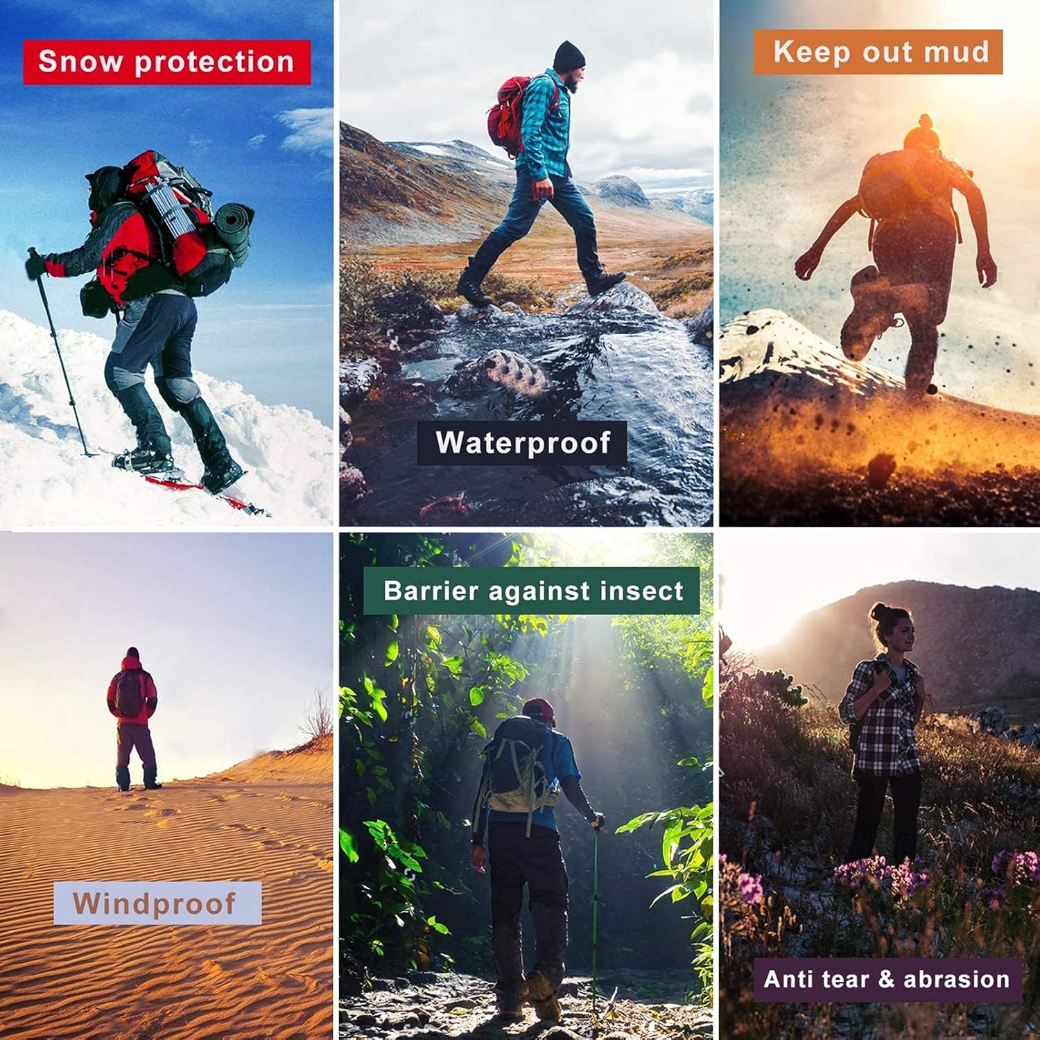 leg Gaiters Outdoor Leggings Waterproof Gaiters, Short Breathable Snow Mountain Climbing Leggings, Desert Trekking Shoe Cover, Jungle Hunting, Snake Bite Proof (Color : Gray, Size : M)