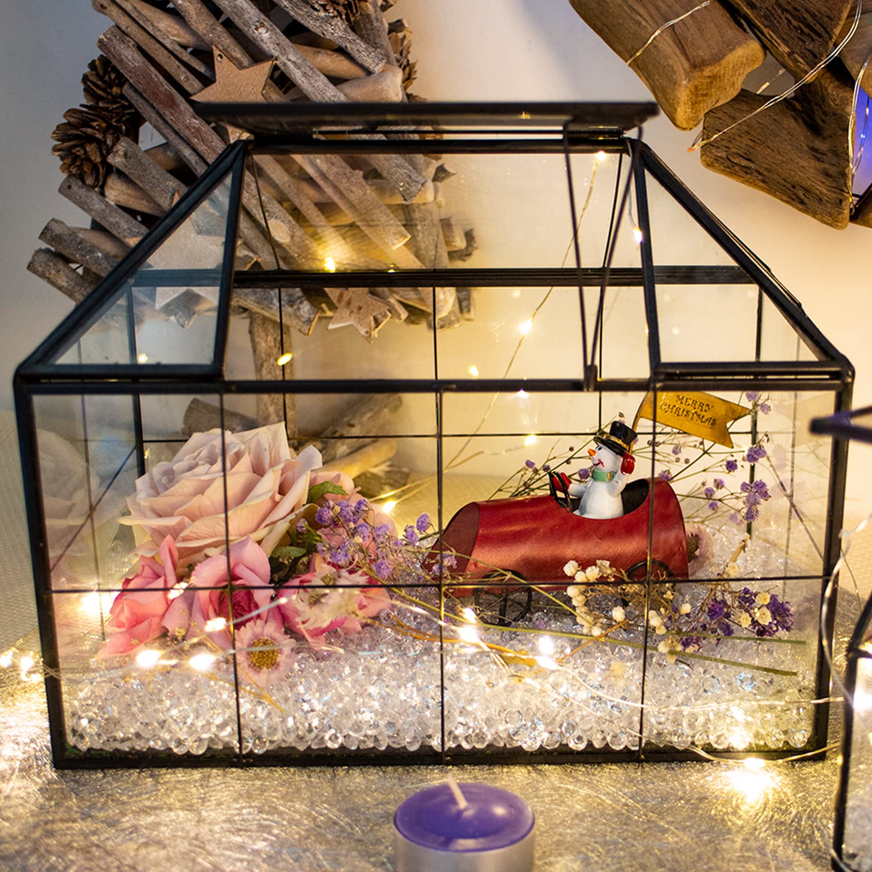 Ferrisland Terrario de Vidrio para Plantas de Aire, terrario de Vidrio para suculentas, Maceta geométrica Grande con Borde para suculentas, helechos, Plantas de Aire, Mesa, Regalo de Bricolaje,