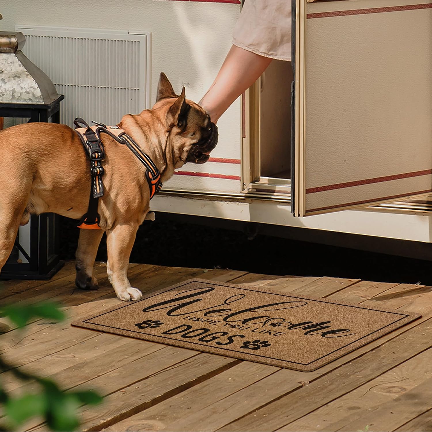 Welcome Hope You Like Dogs Door Mat, Funny Dog Paws Artificial Coir Front Door Mat Indoor Outdoor Entrance, Rustic Doormat Rug Gifts for Dogs Lovers Porch Entryway Patio Decor,17X30 Inch