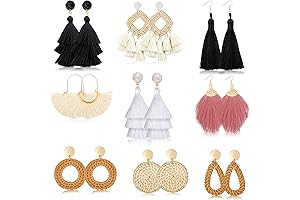 9 Pairs Boho Tassel Earring Set for Women Girls