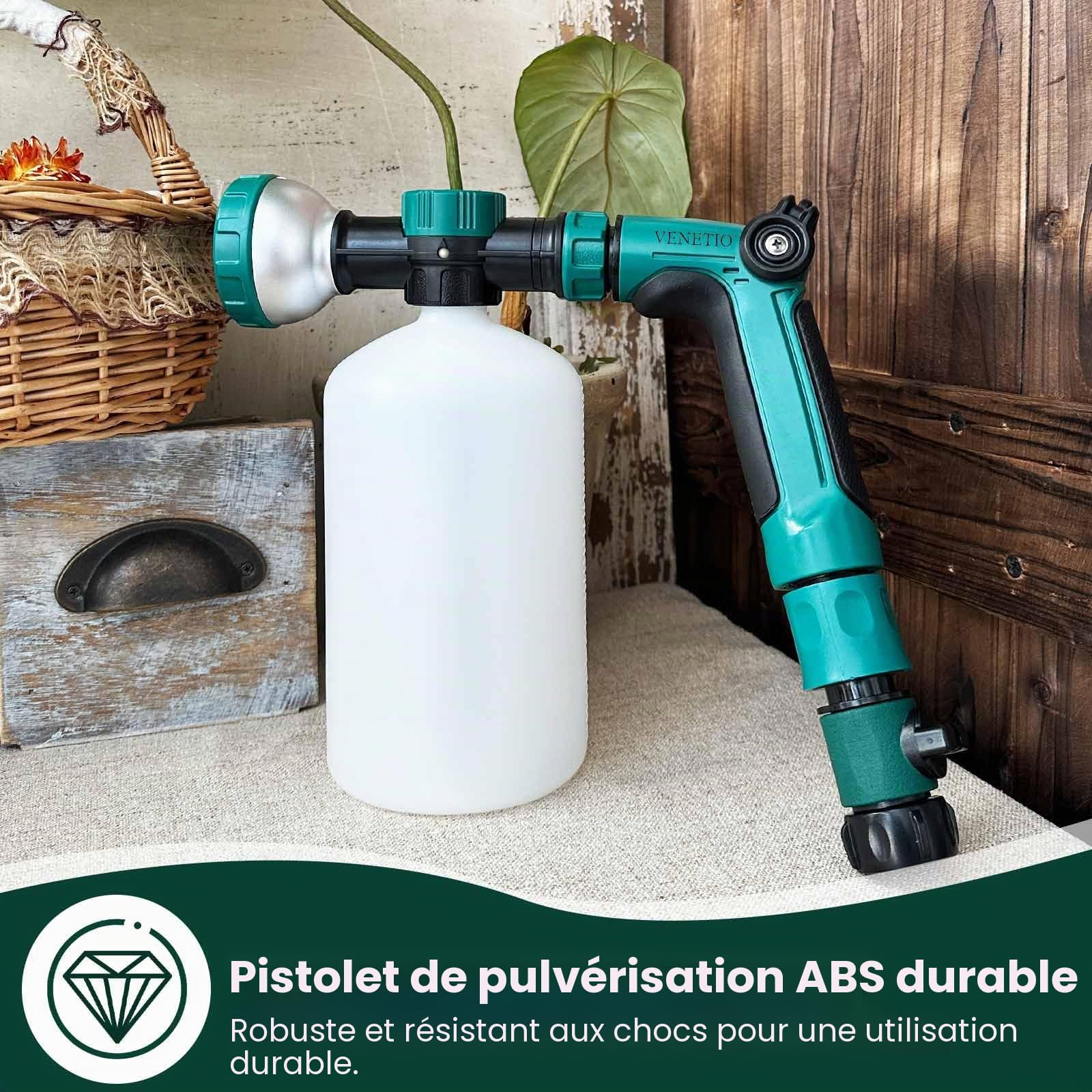 VENETIO Pistolet pulvérisateur à 8 chiffres pour engrais liquides/produits chimiques | Alimentateur de précision pour pelouse et jardin pour fertiliser et arroser les plantes | Pulvérisateur à buse