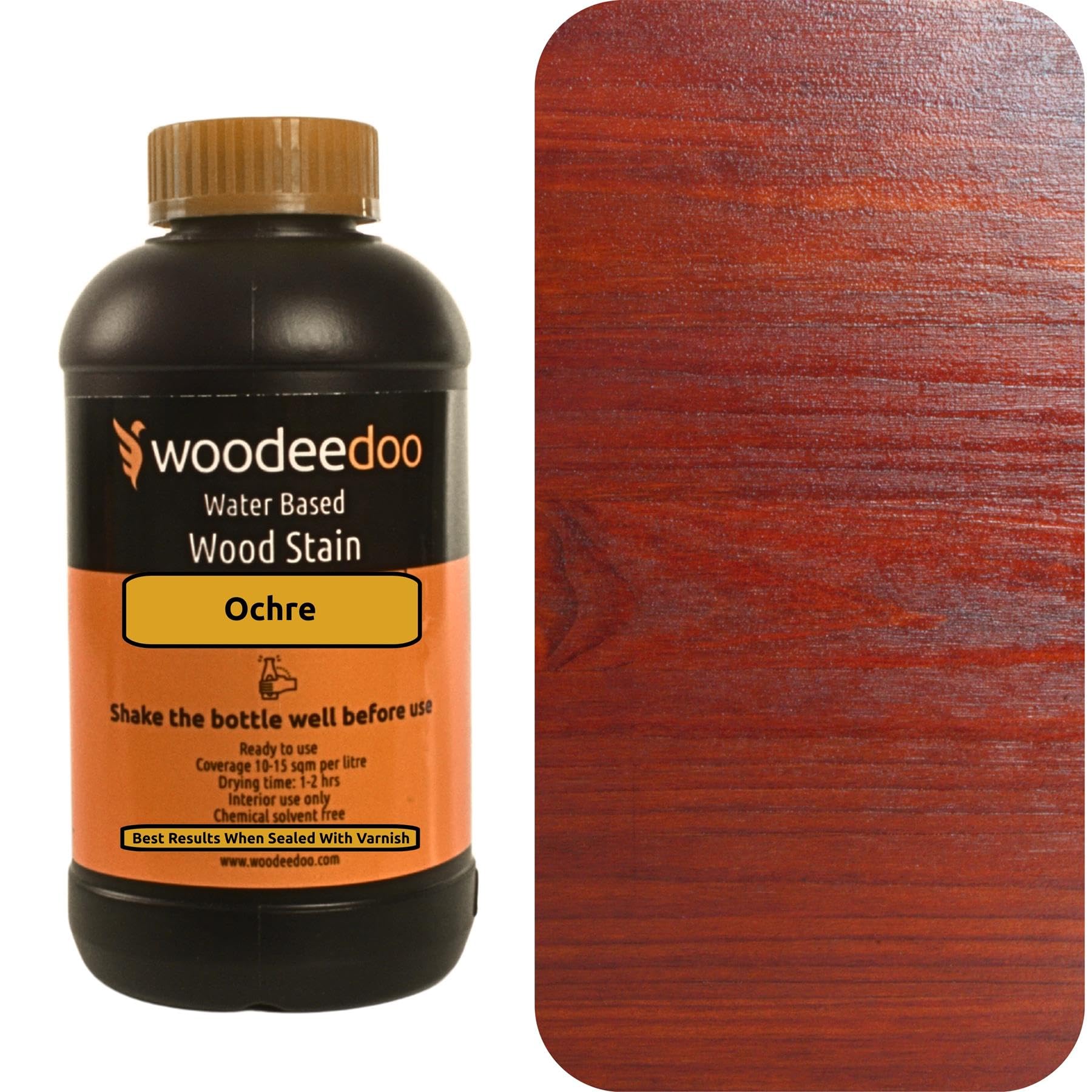 Woodeedoo Ochre Water Based Wood Stain | Wood Dye | Ready To Use | Environmentally Friendly | Solvent Free | Odour Free | 200 Ml |
