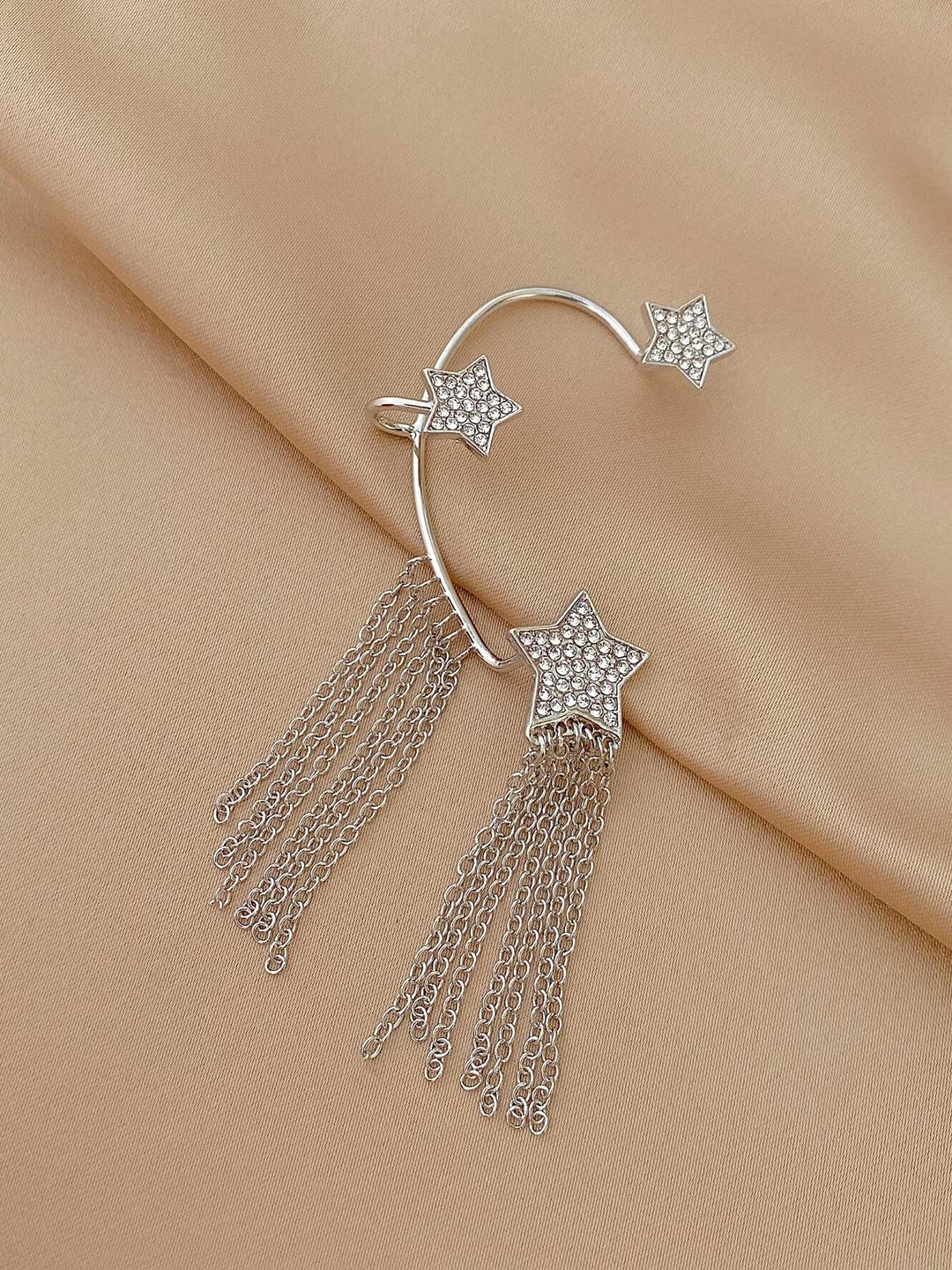Star Tassel Dangle Earrings & Ear Cuff Set - Birthday Anniversary Gift