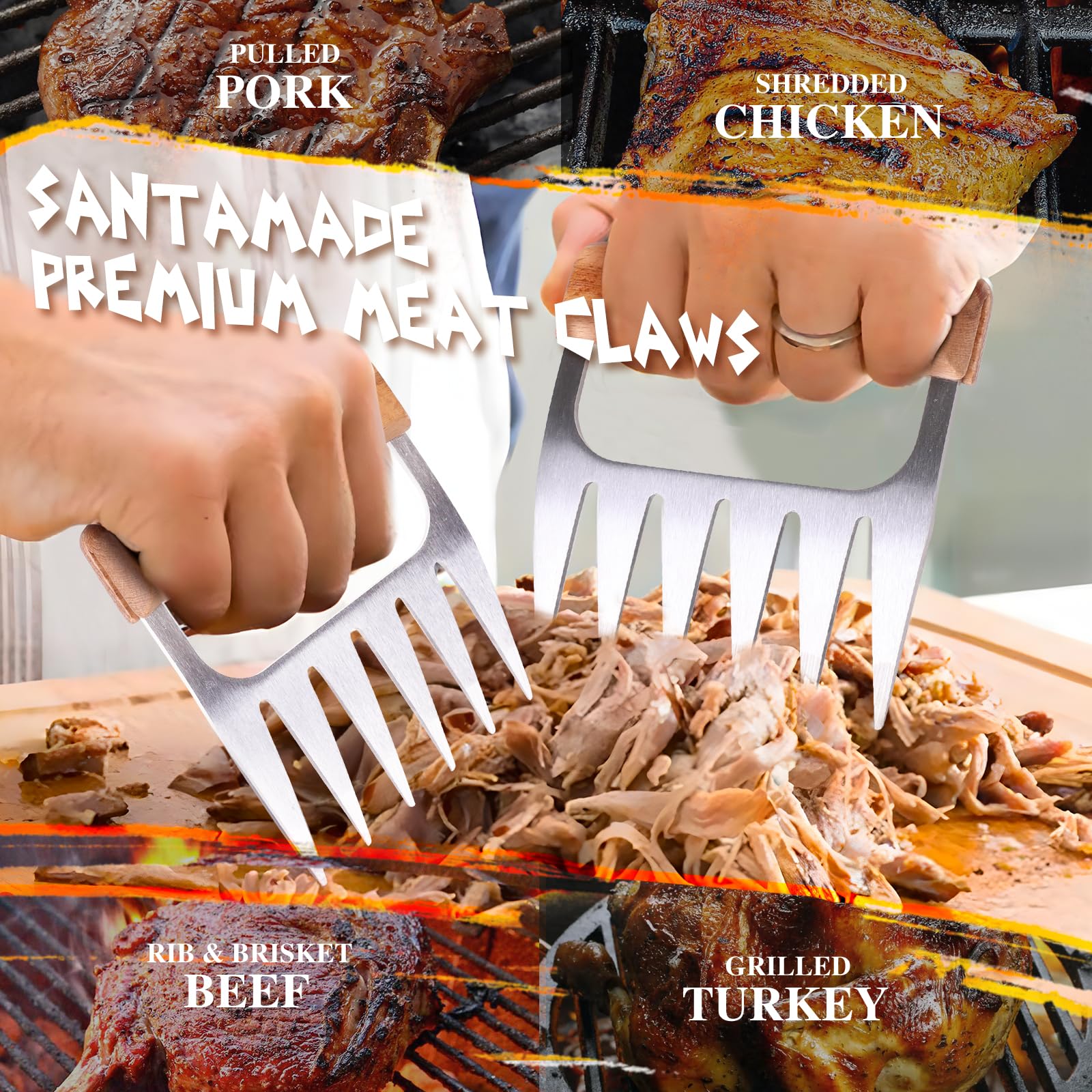 Men's Gifts Stainless Steel Meat Shredder Claws BBQ Pulled Pork