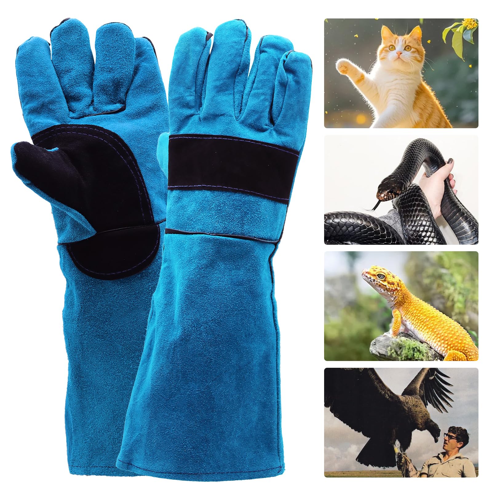 WYYFXY® Bissfeste Handschuhe Tieren, 45cm Katzenhandschuh Dornenfeste Handschuhe Anti Biss Arbeitshandschuhe Rindsleder für Schweißen, Gartenarbeit, Umgang mit Hunden Katzen bei Günstiger Preis