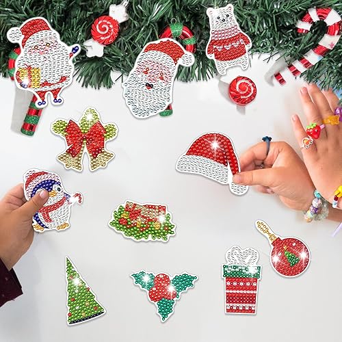 Miniatura 4 de LIANHE - 24 imanes de pintura de diamantes de Navidad, kits de pintura de diamantes para nevera para adultos, niños pequeños, imanes de refrigerador