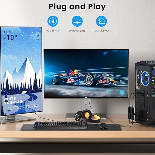 Miniatura 4 de Adaptador DisplayPort a HDMI 4K, convertidor DP a HDMI unidireccional compatible con 1440P 60Hz, fuente DP a pantalla HDMI macho a hembra compatible