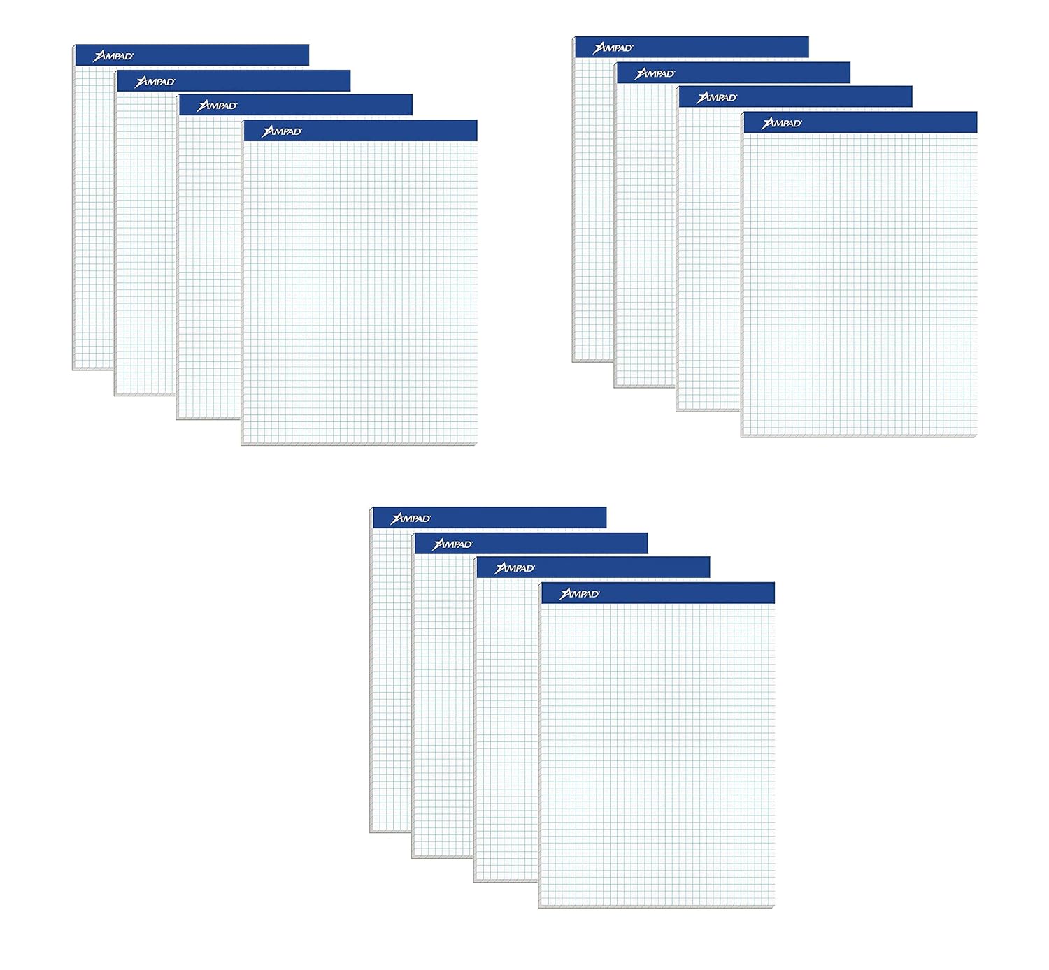 Ampad Evidence Quad Dual-Pad, Quadrille Rule, Letter Size (8.5 x 11.75), White, 100 Sheets per Pad, 12 Pack (20-210)      Unknown Binding