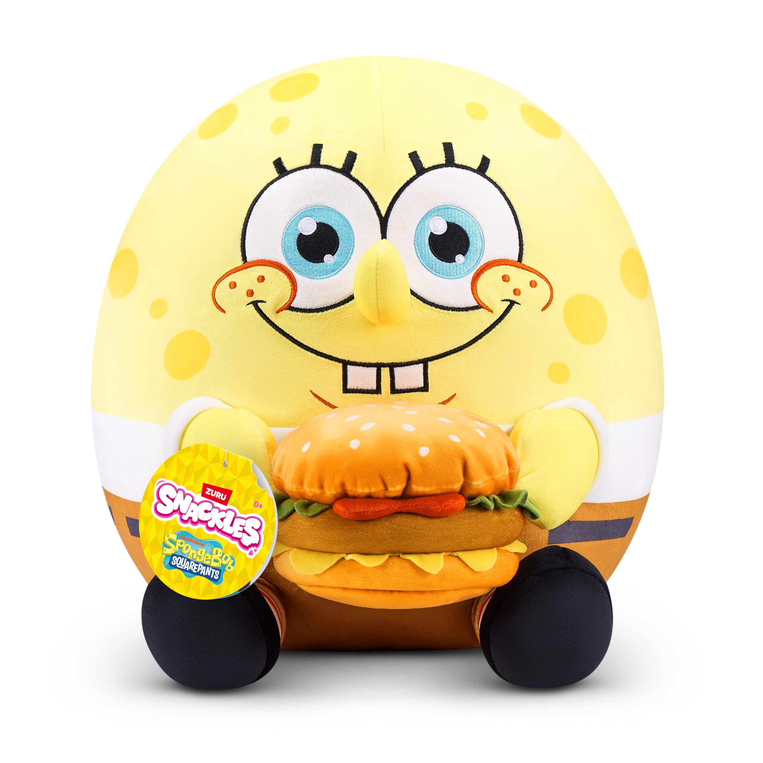 Snackles 14-inch Licensed Character SpongeBob Squarepants Plush by ZURU, Soft Doll and Cuddly Pillow Toy with Snack Accessory, 35 cm โ image 1