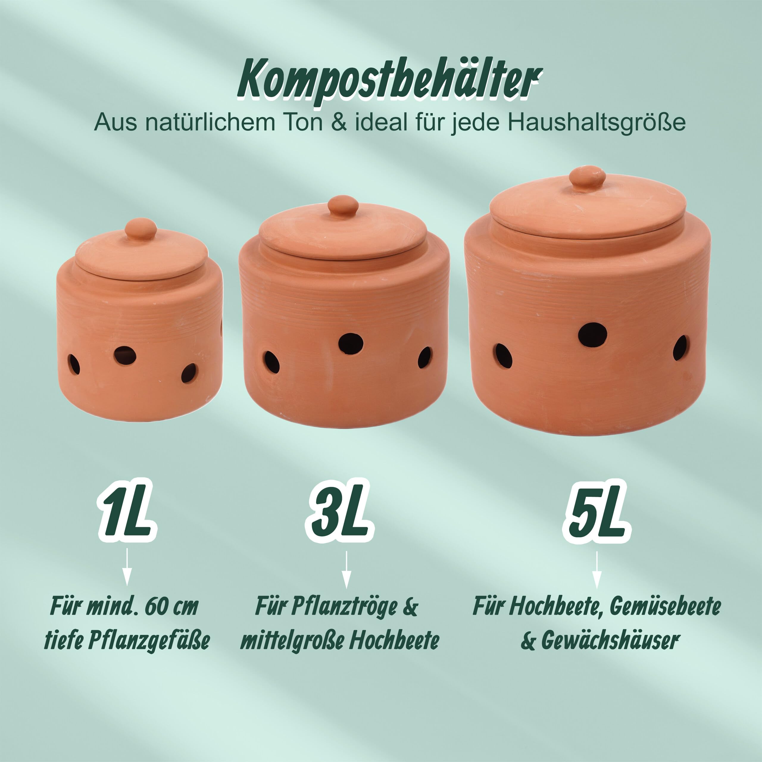 Relaxdays Wurmkomposter zum Eingraben, 1 L, Wurmturm für Küchenabfälle, Deckel, Komposter Garten & Beet, Ton, terrakotta
