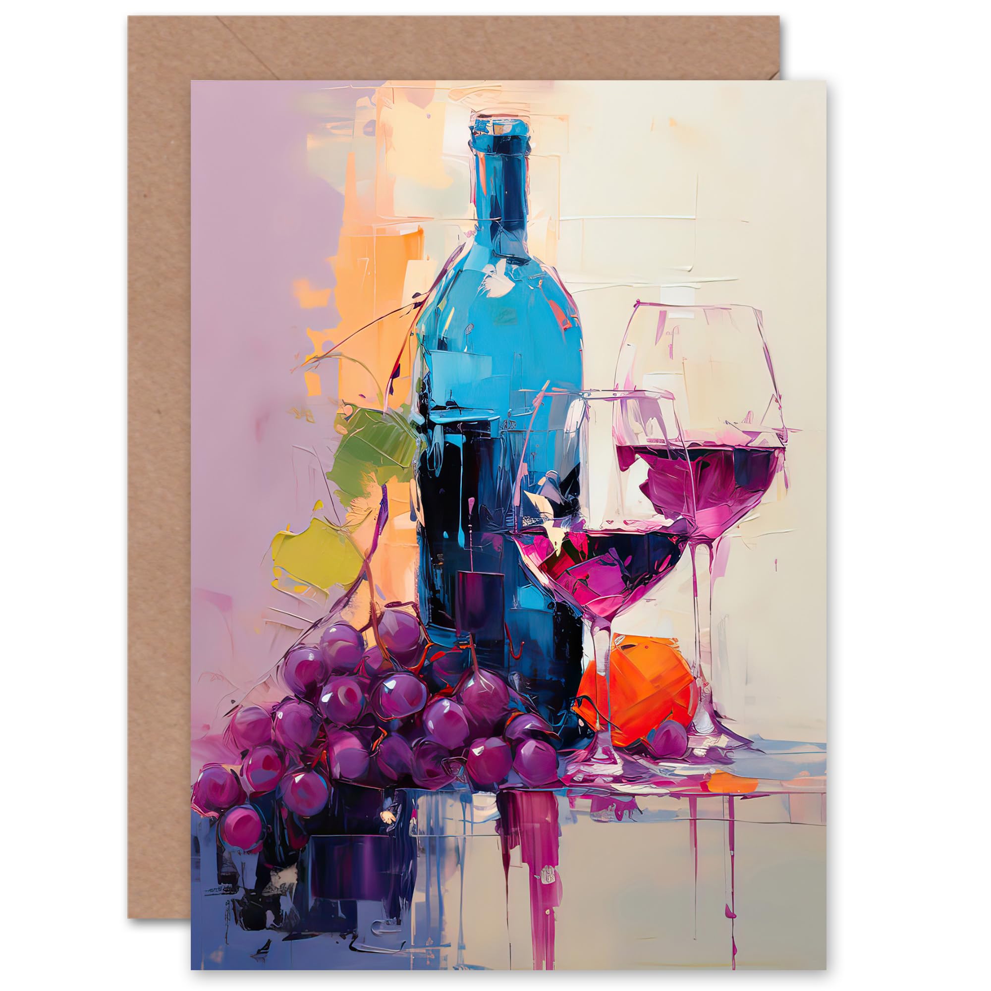 Artery8 Wine Lovers Still Life for Him or Her Man Woman Birthday Thank You Congratulations Blank Art Greeting Card