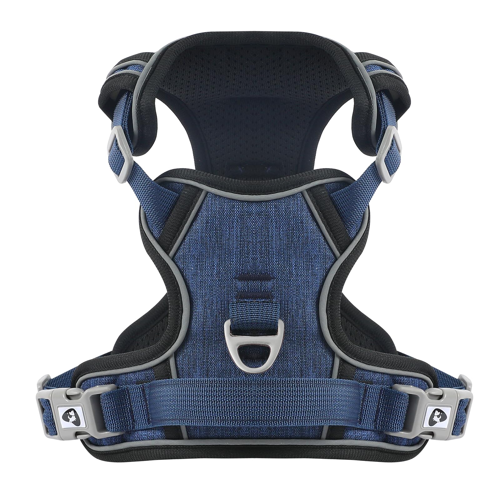COMSLE Pettorina Cane Taglia Grande Media Piccola, Pettorina Cane ad h Riflettente, Pettorina Anti Tiro per Cani Regolabile con Doppio Anello, Imbracatura Cani Traspirante, Blu Scuro, M