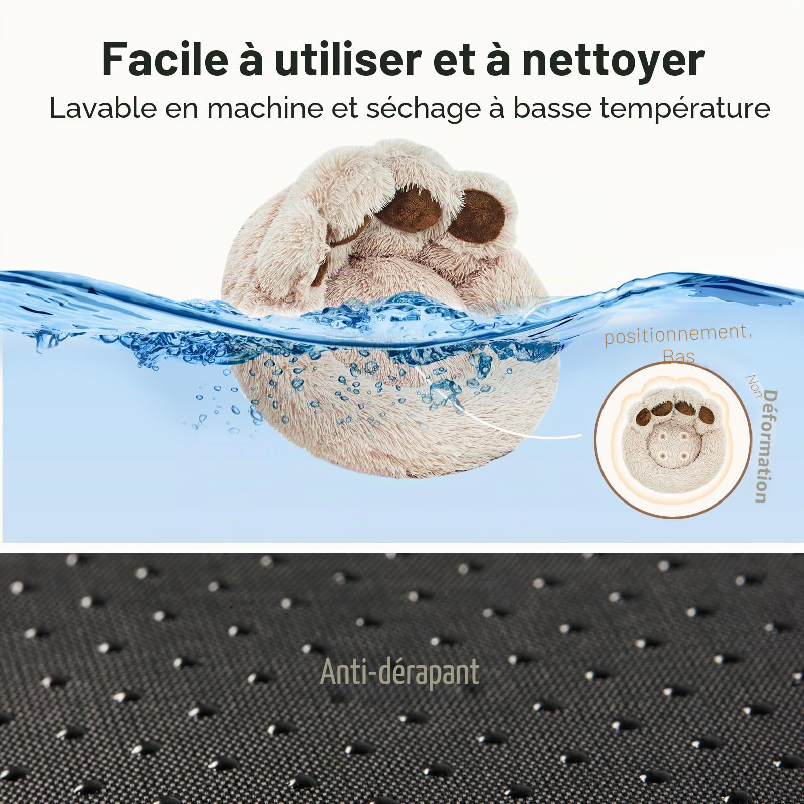 Jiupety Lit pour Chat de Forme de la Patte, Panier Chat Moelleux en Forme de Beignet, Moyen Format Le diamètre est de 56 cm, Confortable et Doux, Lavable en Machine Dog Cat Bed, Camel