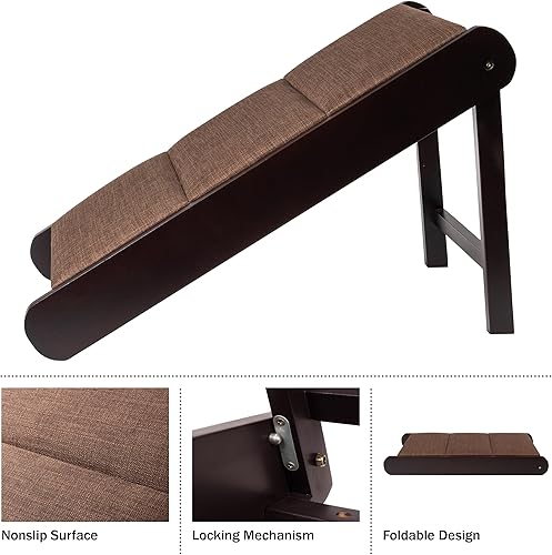 Miniatura 10 de PETMAKER Rampa para mascotas, rampa plegable de madera para perros para subir a camas, sofás o vehículos - Accesorios para perros pequeños