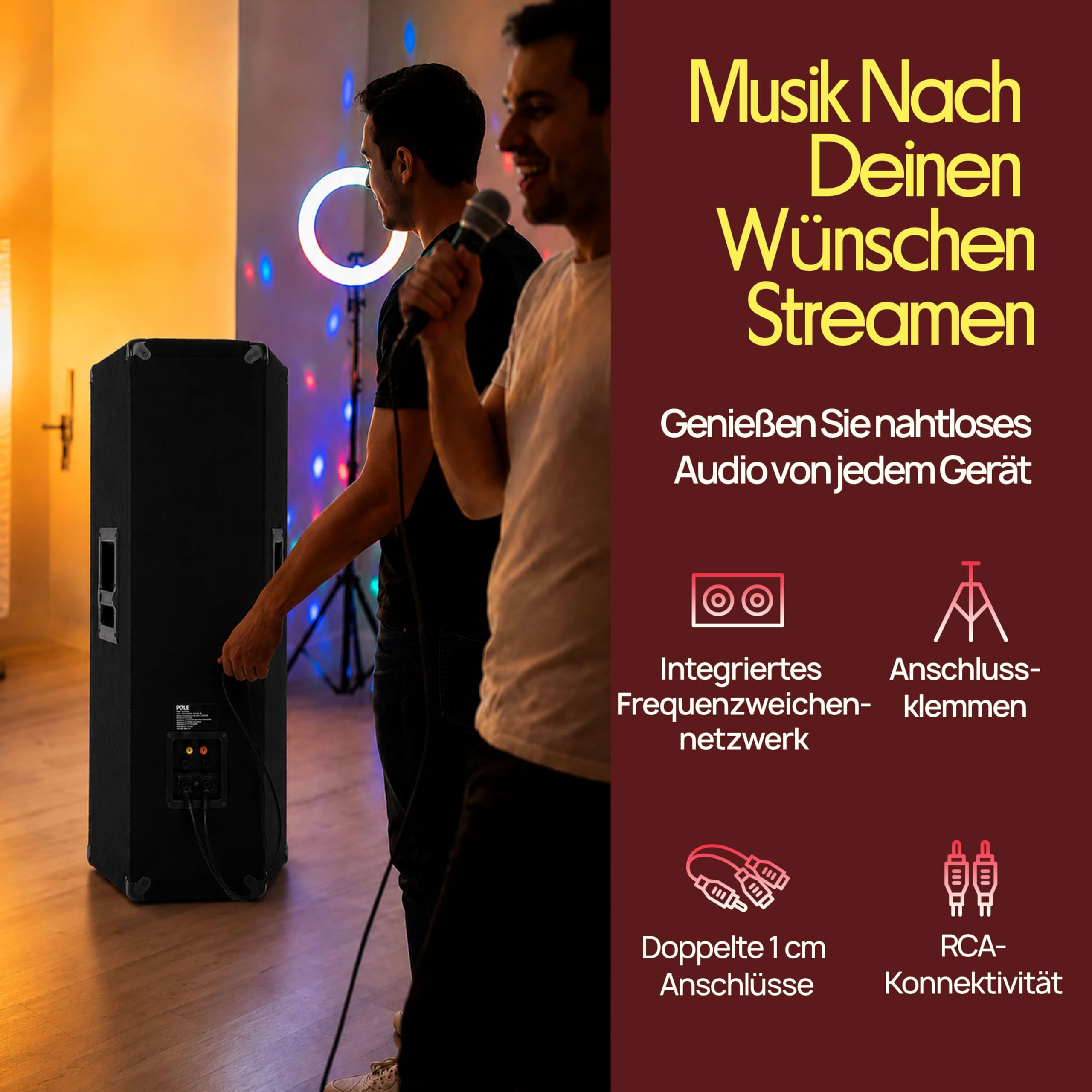 PylePro PA Lautsprecher 1600W Passiv – 2x12" Subwoofer, 3-Wege Soundsystem mit Tragegriffen, robustes Gehäuse für DJ, Bühne, Heimkino, Events und Partys