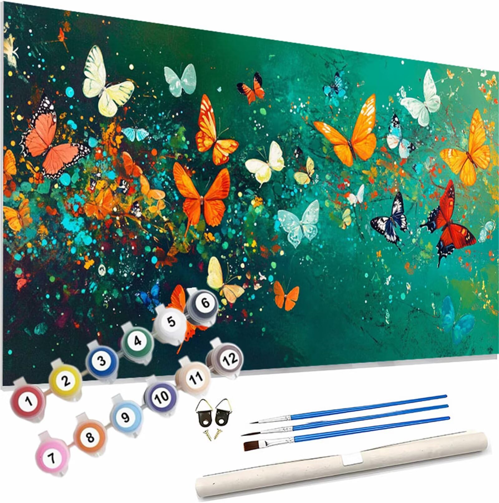 Peinture Numero Adulte Papillon Peinture par Numero Enfant Animal Peinture au Numéro,DIY Creatif Adulte Toile Peinture à l'huile Kits Acryliques et Pinceaux ,Débutants et Femme Cadeaux 120x60cm S-341