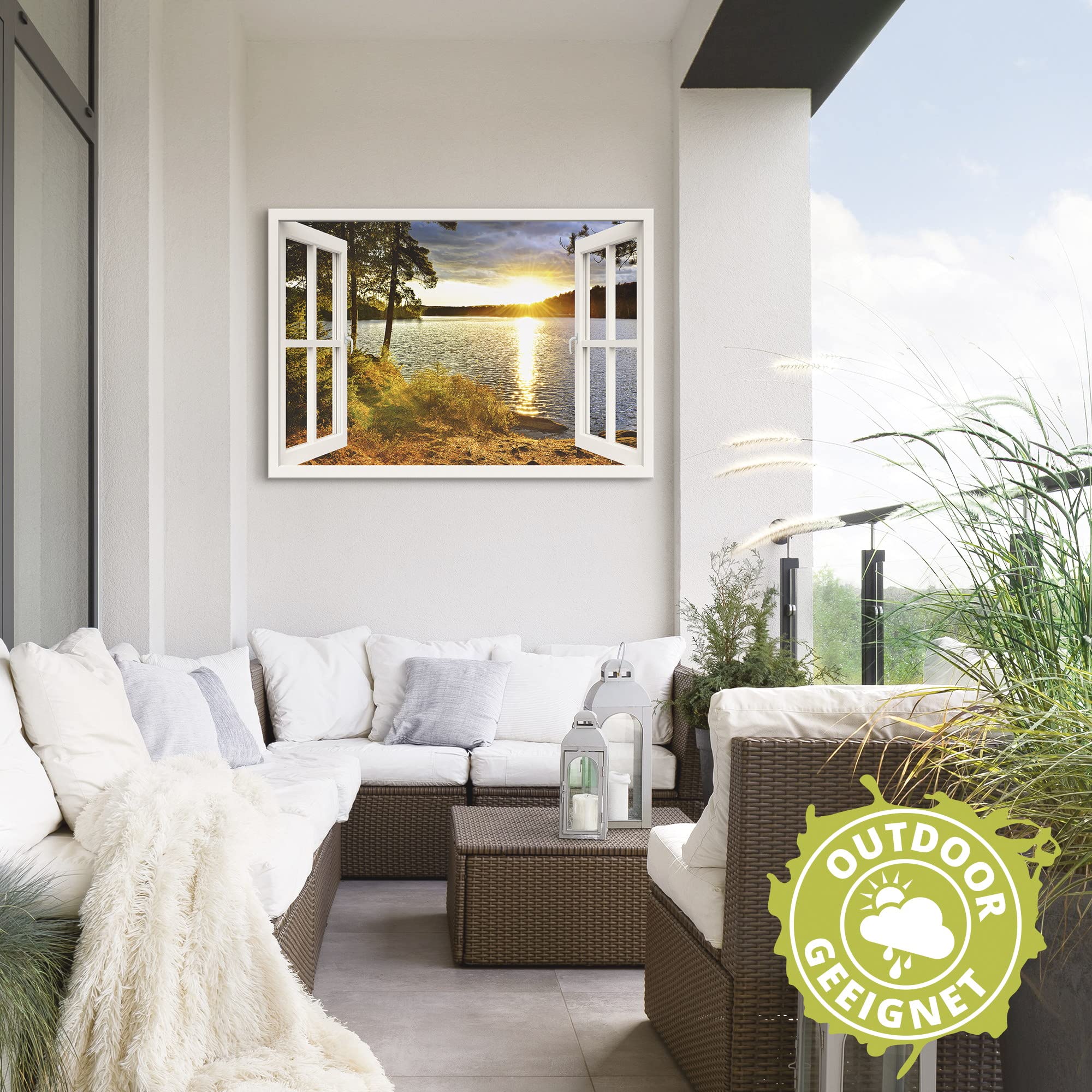 ARTland Wanddeko Wandbild Alu Verbundplatte für Innen & Outdoor Bild Landschaften Fensterblick K2RH