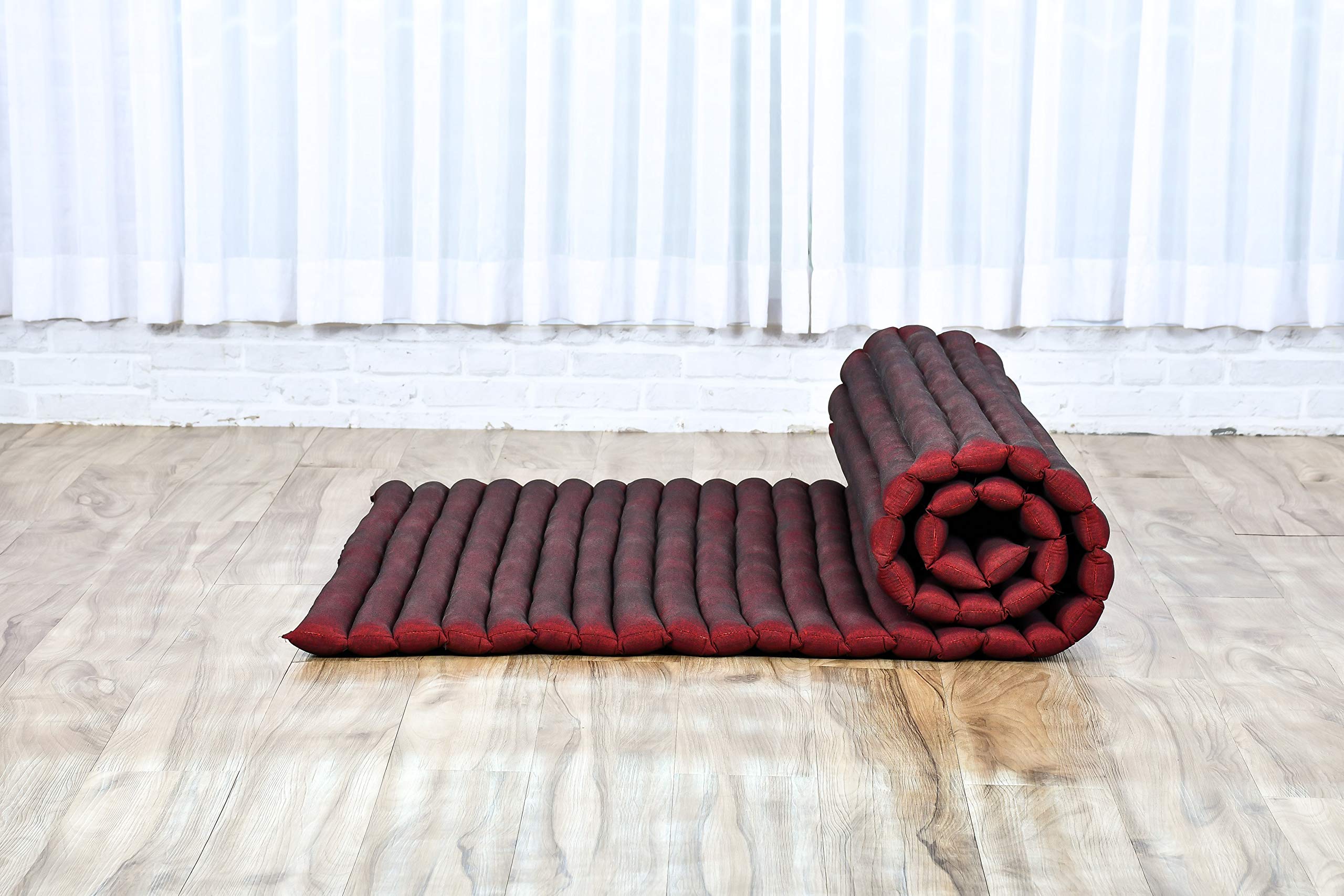 Futon Japonais Leewadee – Matelas Sol Rouge, Roulable, Pour Camping Ou Maison, Neuf