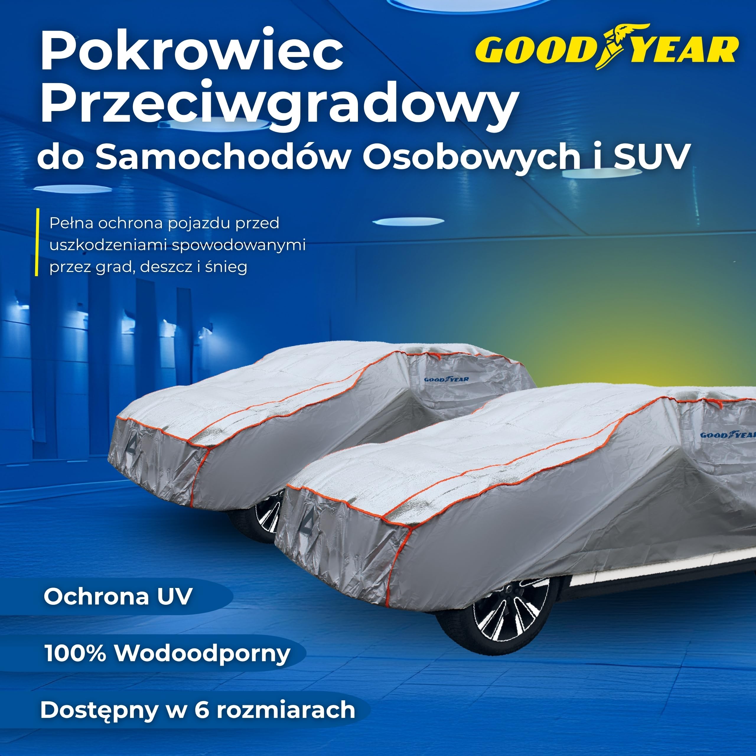 Goodyear Pokrowiec na samochód, odporny na grad, pokrowiec na samochód i suv, odporny na promieniowanie UV, wodoodporny, wysokiej jakości odporny na grad