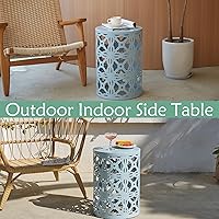 Vista 7 de Y&M Juego de 3 mesas auxiliares redondas de alta resistencia, mesa auxiliar, mesa auxiliar para uso multifuncional en interiores, taburete de jardín