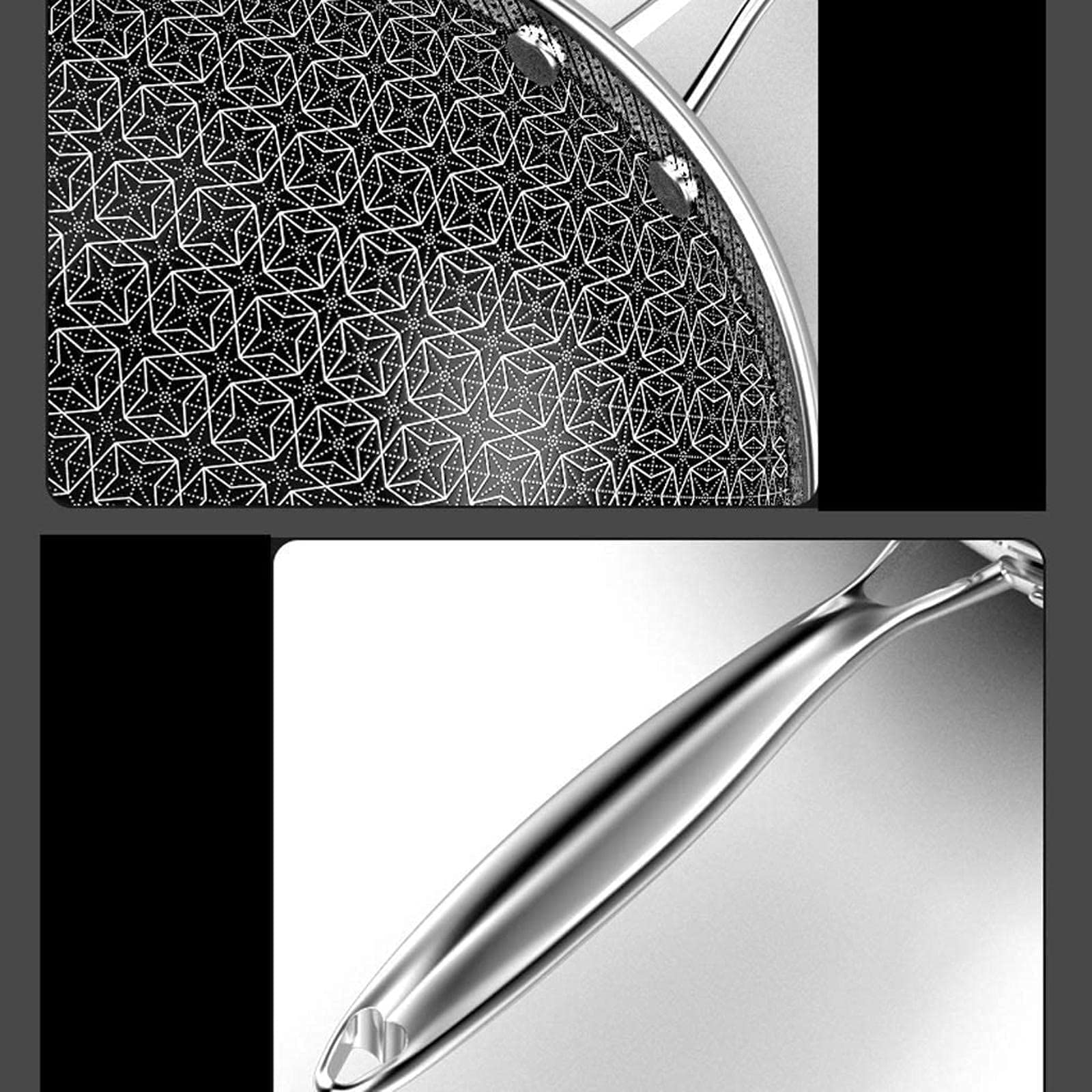 PURRL Padella Wok Antiaderente Con Coperchio, Manico Ergonomico, Non Facile Da Graffiare Padelle Spesse In Acciaio Inossidabile Padelle Pentole little surprise