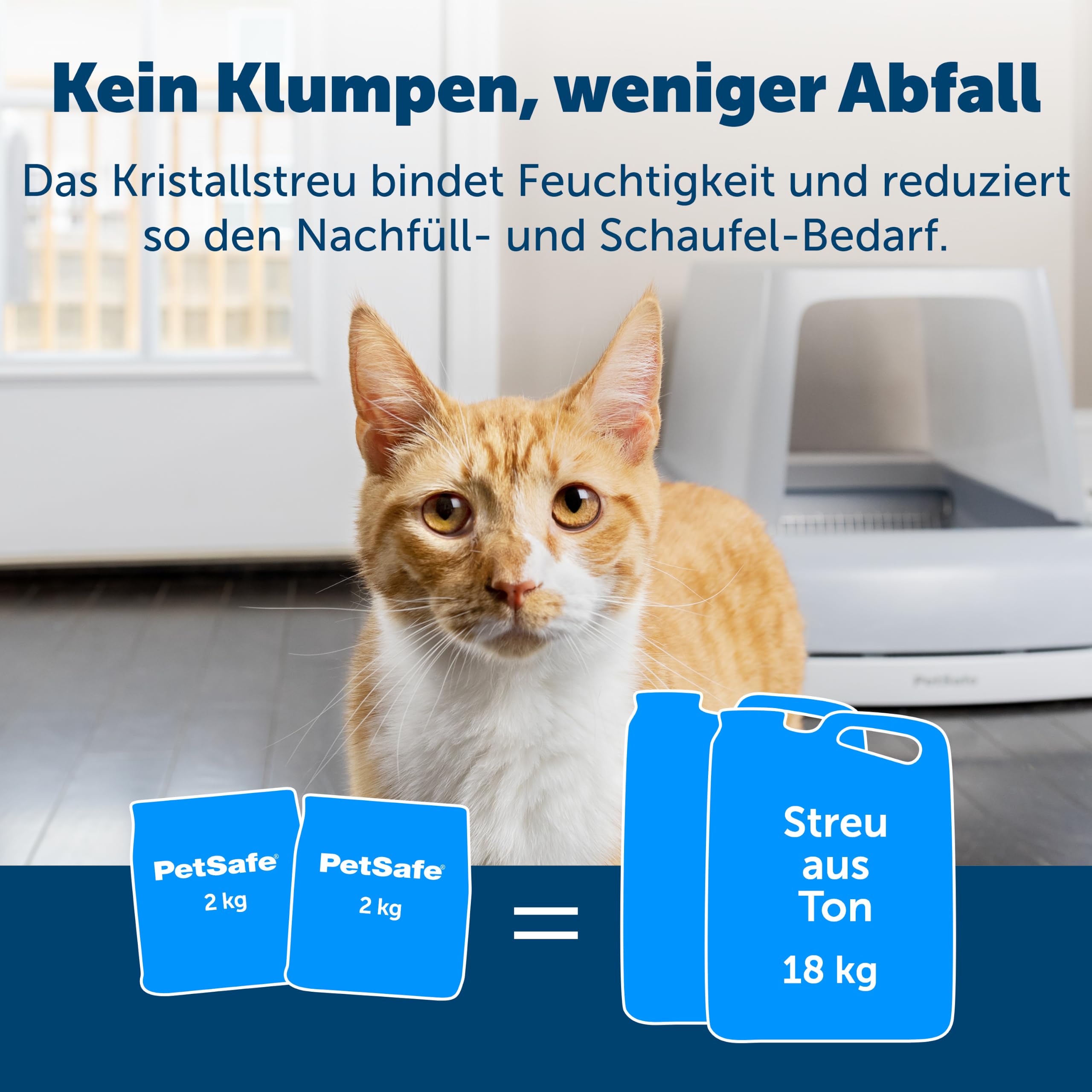 PetSafe ScoopFree Premium Nicht-Klumpende Kristall-Katzenstreu - Geruchskontrolle, Haftet Nicht an den Pfoten, Staubfrei - Premium Blau, 2-Pack
