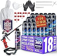 ixirpro Spray Foam Insulation Kit 18-Pack 26.46oz Closed Cell Expanding Foam - High Density Heat & Soundproofing with Gun Cleaner