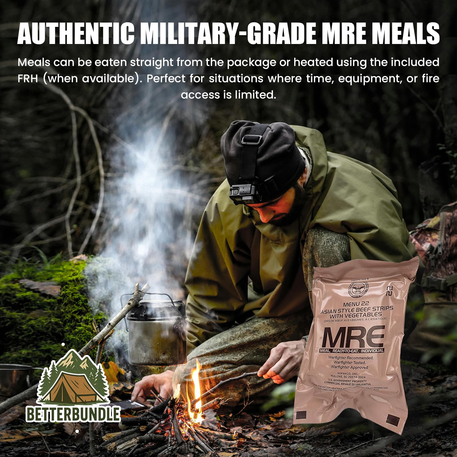 MRE U.S. Meals Ready to Eat (Variety Pack of 12) – (A or B Case Selected at Random Inspection 2024, 2025, 2026) Nutritional Emergency Food Rations - Freeze Dried Food w/ Flameless Heater, Entree, Dessert - MRE Kit for Emergency Survival, Hunting, & More