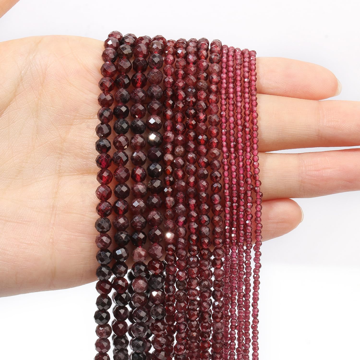 4mm 90pcs Natural Garnet Stone Beads, Songxi Small Faceted Round Loose Gemstone Beads for Jewelry Making, DIY Art and Craft, Bracelet Beads for Necklace (1 Strand)