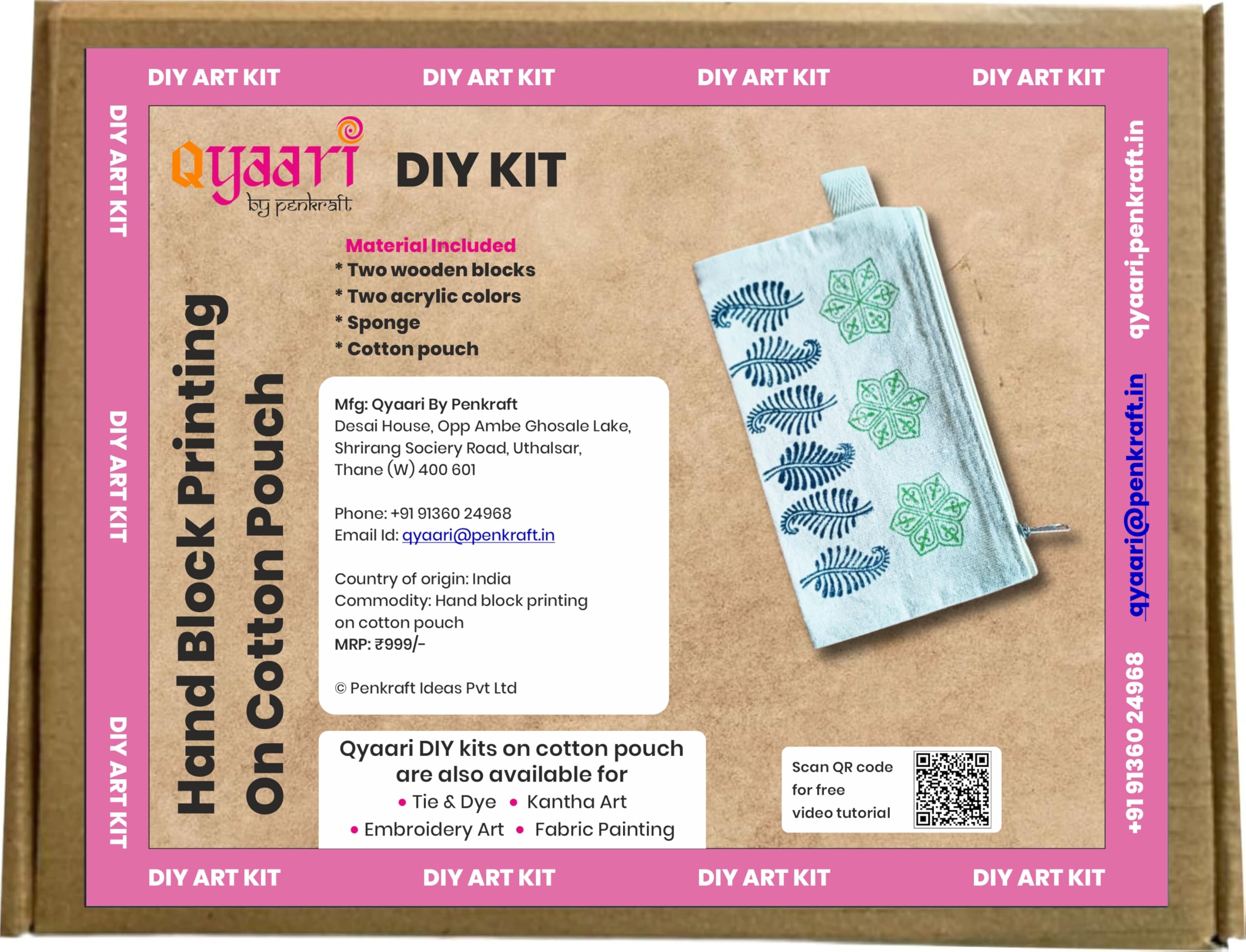 Penkraft Block Printing DIY Kit - Canvas/Manjarpaat Pouch | Qyaari-image-8