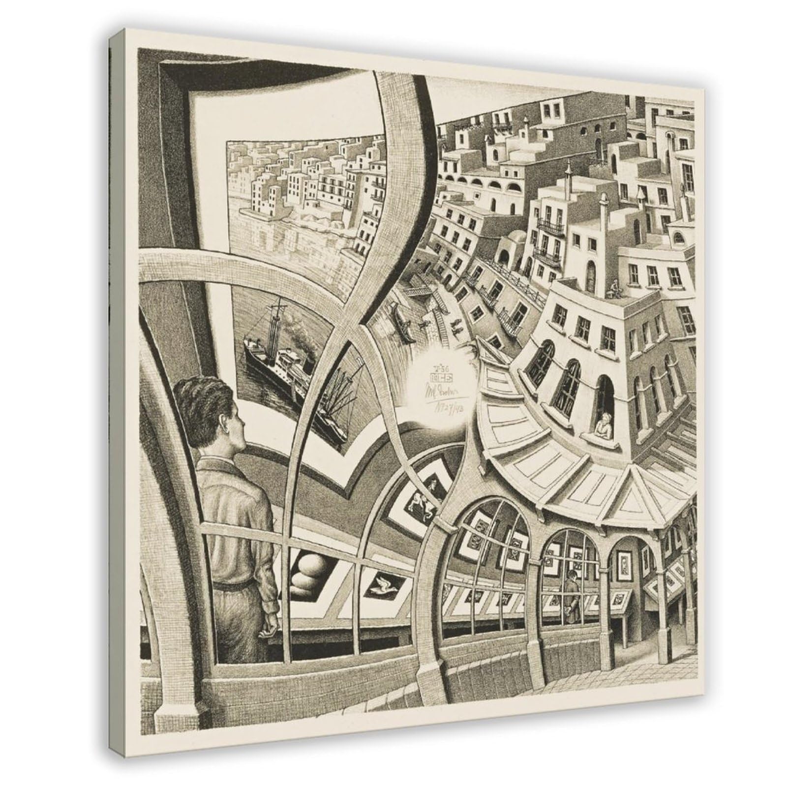 WCYB Stampa galleria di M.C. Escher Stampe poster su tela Deco Dipinti Wall Art per ufficio 30,5 cm L x 30,5 cm W