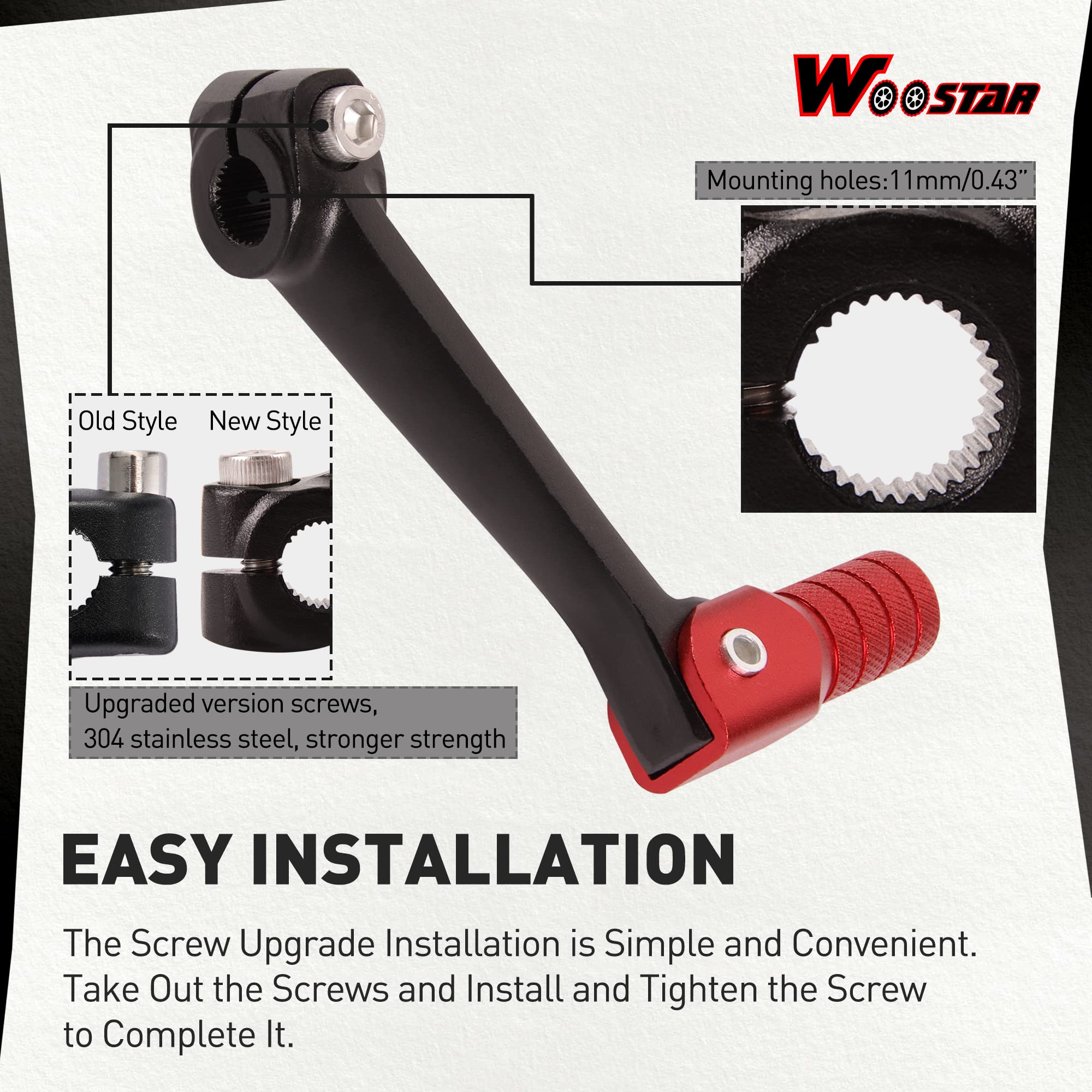 WOOSTAR 2" Leva del Cambio Pieghevole Sostituzione per MX6 M4 KAYO T4 T6 TGR 250cc IRBIS 50cc 70cc 110cc 125cc Pit Bike Rosso Nero