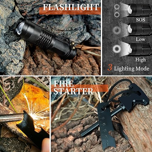 Miniatura 2 de Regalos para hombres papá marido relleno de calcetines de Navidad kit de supervivencia herramienta 14 en 1 y cuchillo de bolsillo multiherramienta