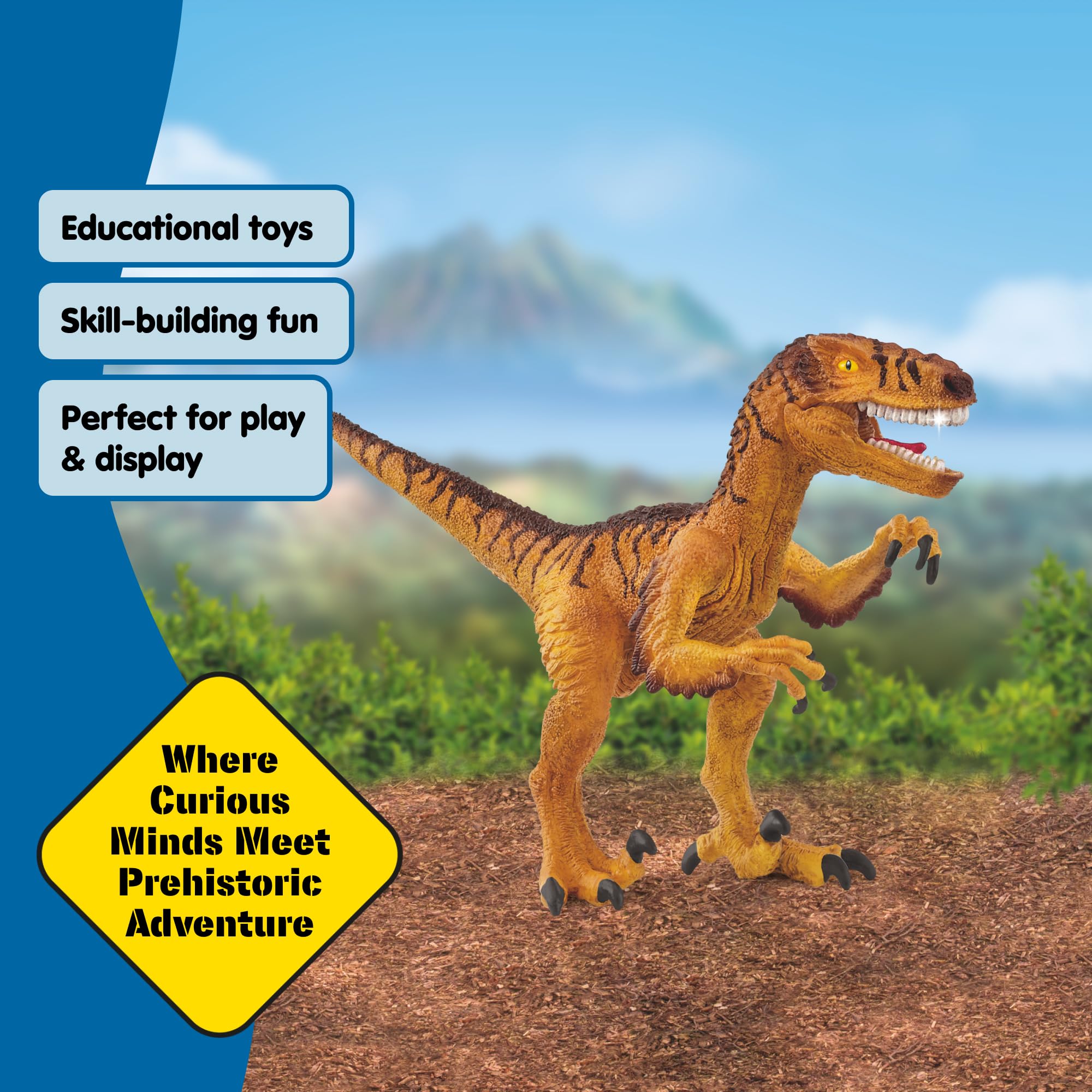 Schleich Dinosaurs | Velociraptor 15045 | Dino detallado con mandíbula y Brazos móviles | Regalo Ideal para niñas y niños | Juguete Dinosaurio 3 años | 6 x 18 x 10 cm