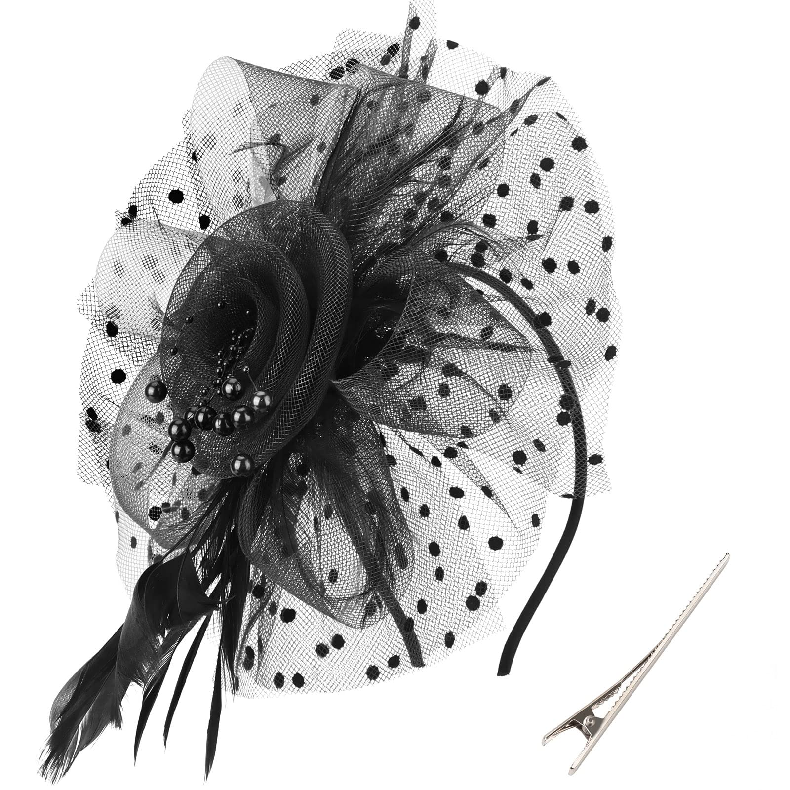 AQOKKAWomen Fascinators Hats Flower Fascinators with Headband and Clip Tea Party Headwear for Women and Girls