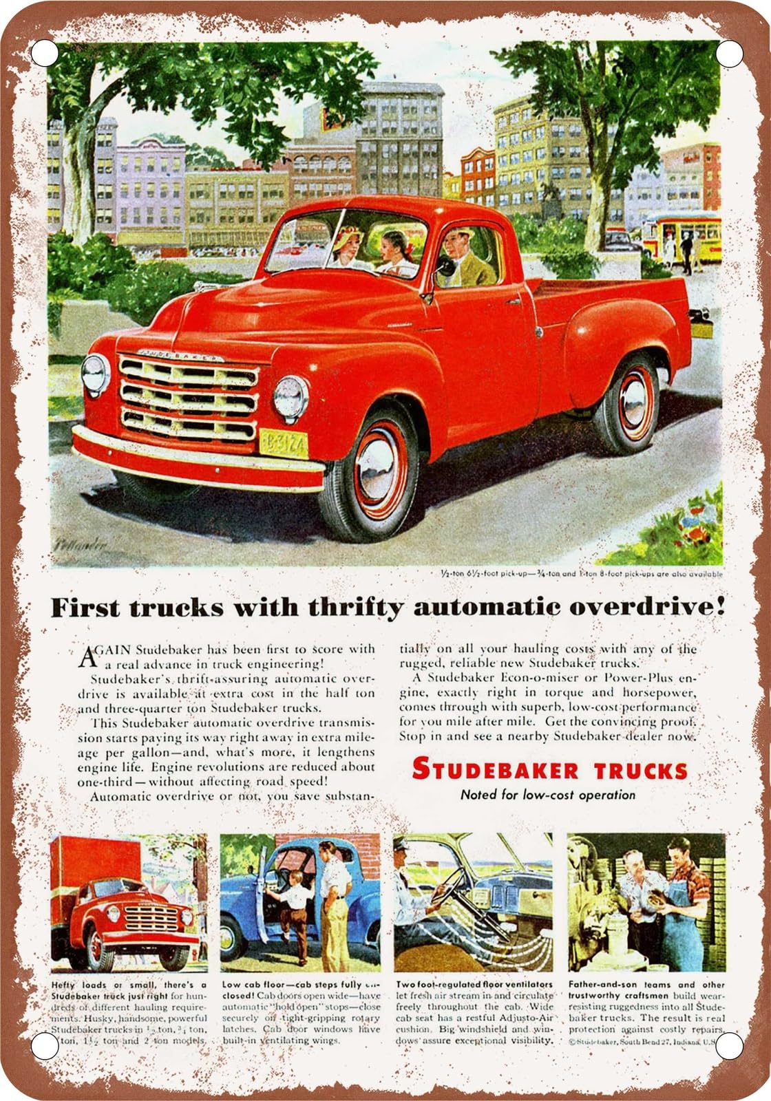 METAL SIGN - 1950 Studebaker Truck Vintage Ad 05 - Old Retro Rusty Look home decor
