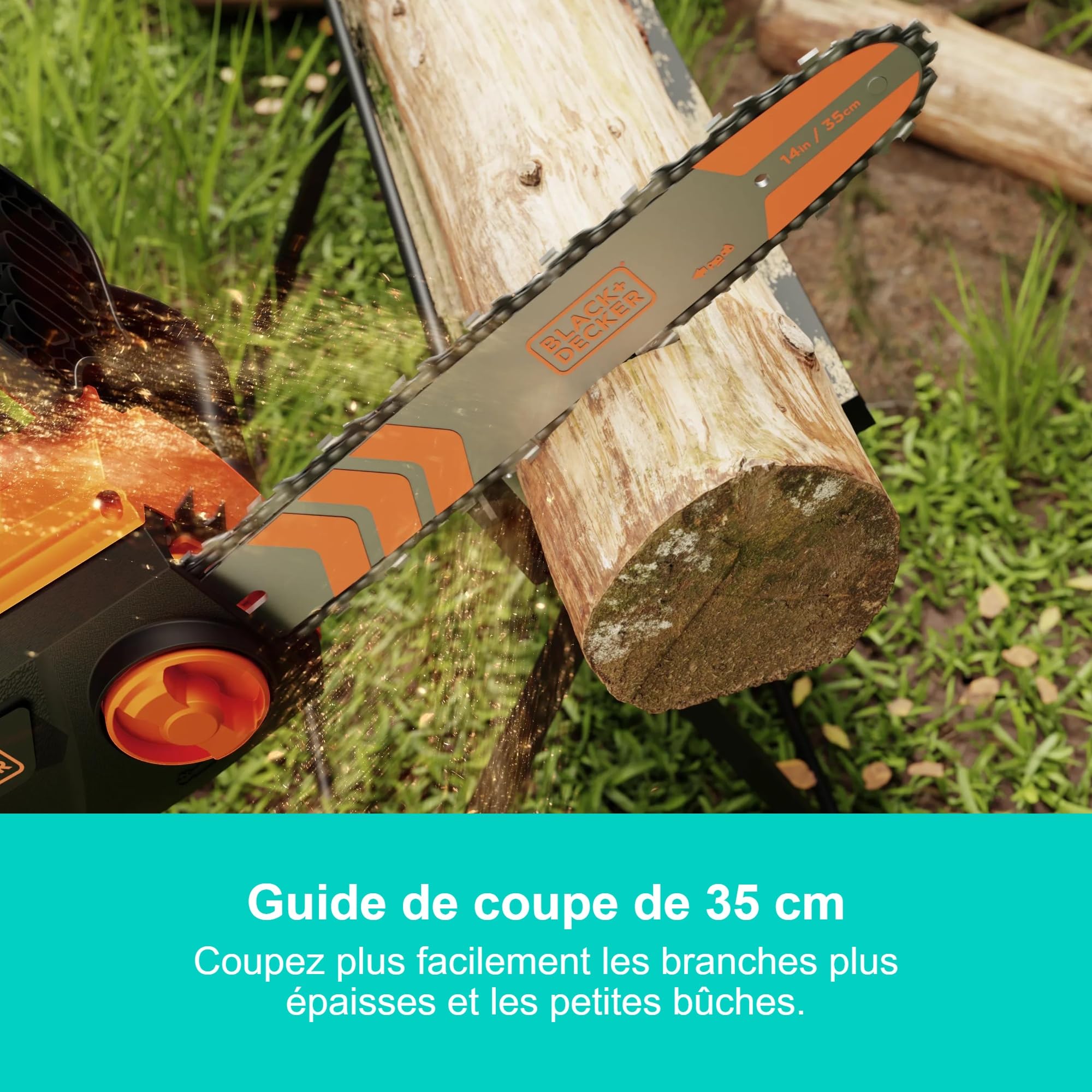 BLACK+DECKER Tronçonneuse électrique filaire 1800W 35cm avec frein de chaîne, BECS1835-QS