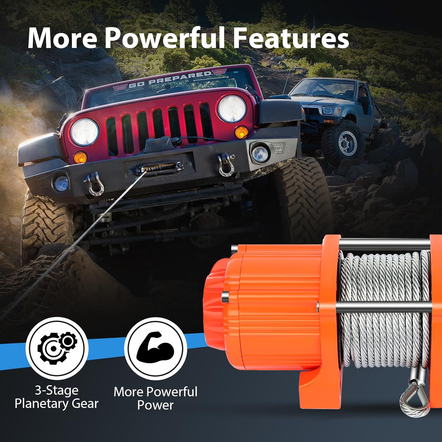 4500LBS electric winch kit, 4500LBS ATV UTV Truck winch, 12V 4500LBS winch Steel Cable Winch, with Roller Fairlead & Control Box & 2 x 12 winch rope Wireless Remote Control & Mounting Plate