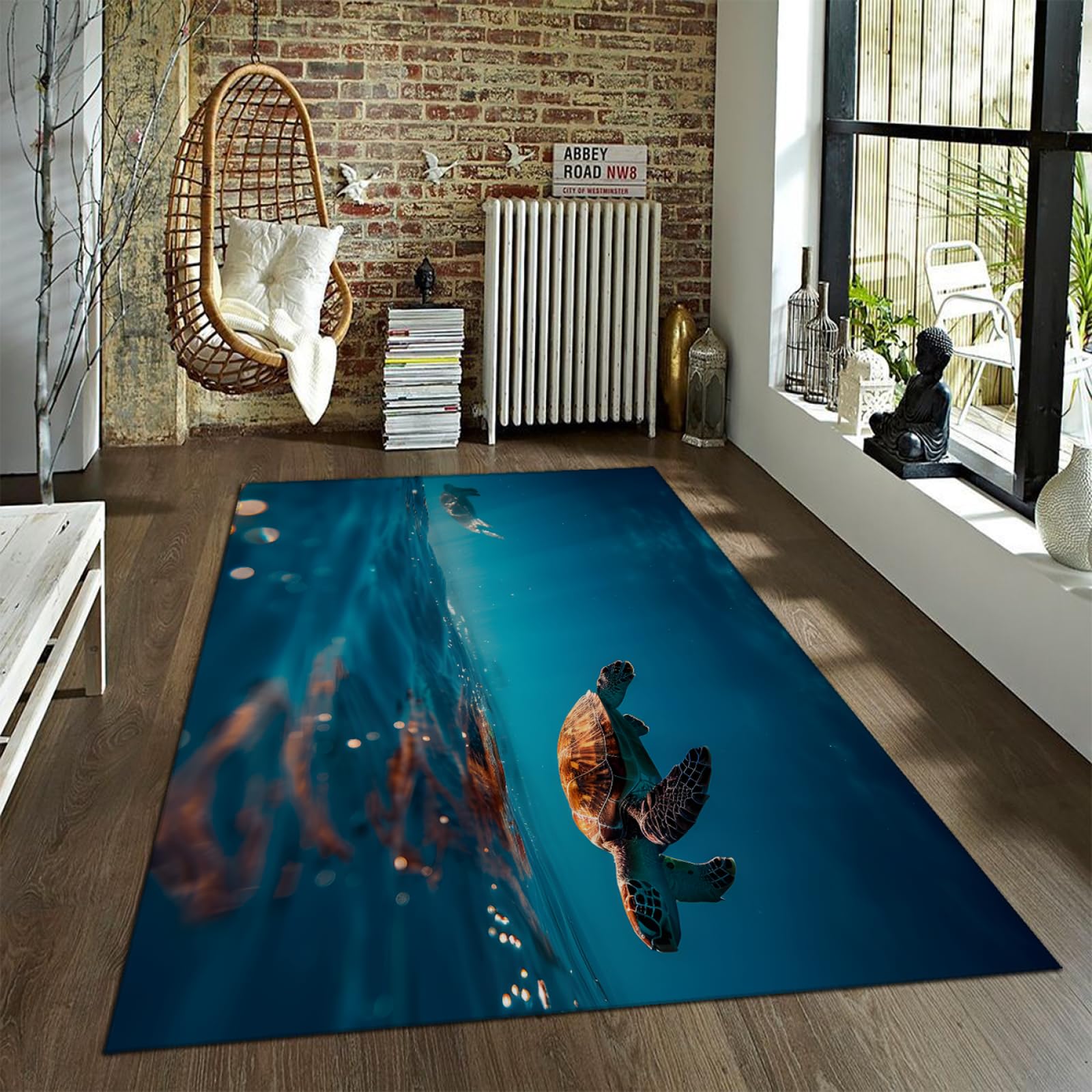 Amazon.com: Modern Style Area Rug 4'x5' - Blue Underwater World