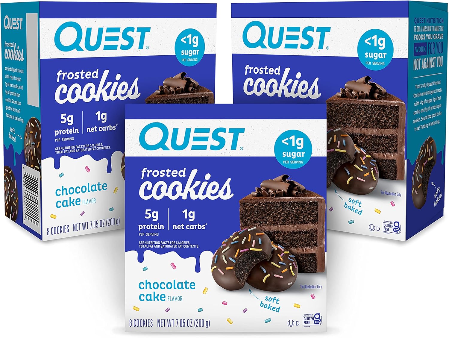 Quest Nutrition Chocolate Cake Frosted Cookies, 8 Count