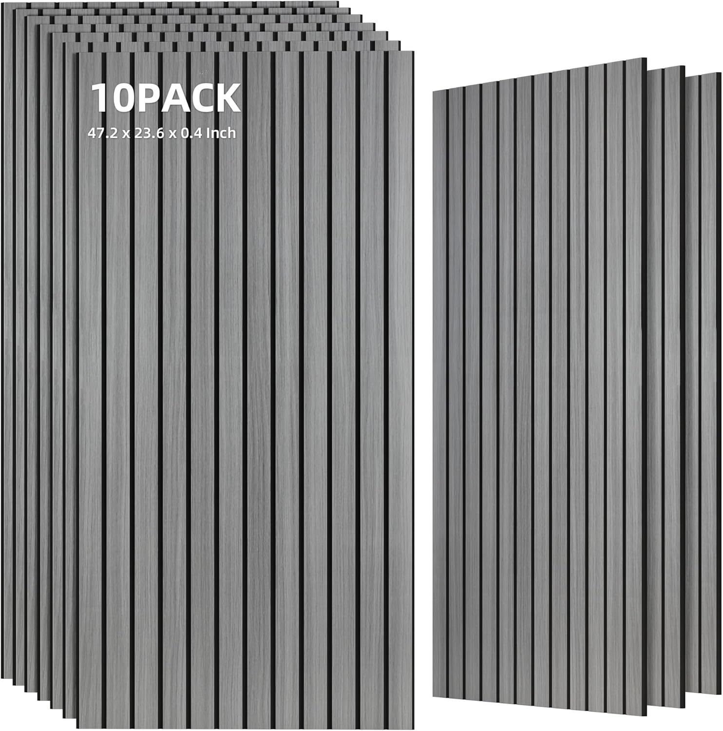 TO-TH Wood-Look Acoustic Wall Panels, 10 Pack 47.2” x 23.6” Acoustic Panels, Decorative Sound Absorbers Sound Dampening Panels for Home, Office, Basement, Gray Oak