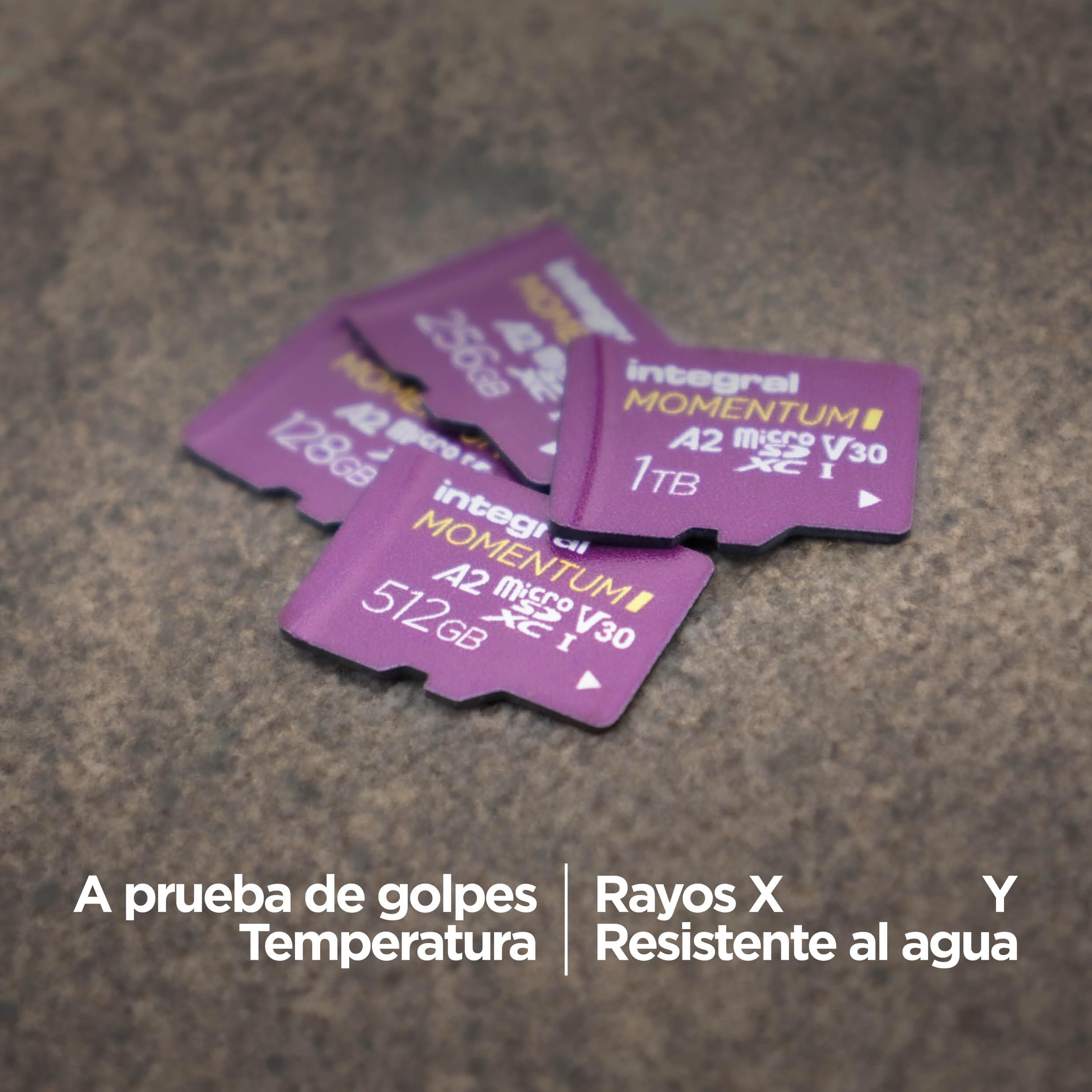 Integral Momentum I Tarjeta Micro SDXC de 128 GB, hasta 210 MB/s de Lectura y 180 MB/s de Escritura, V30, U3, A2, 4K/5K UHD para GoPro, Drones dji, cámaras de acción, Resistente al Agua
