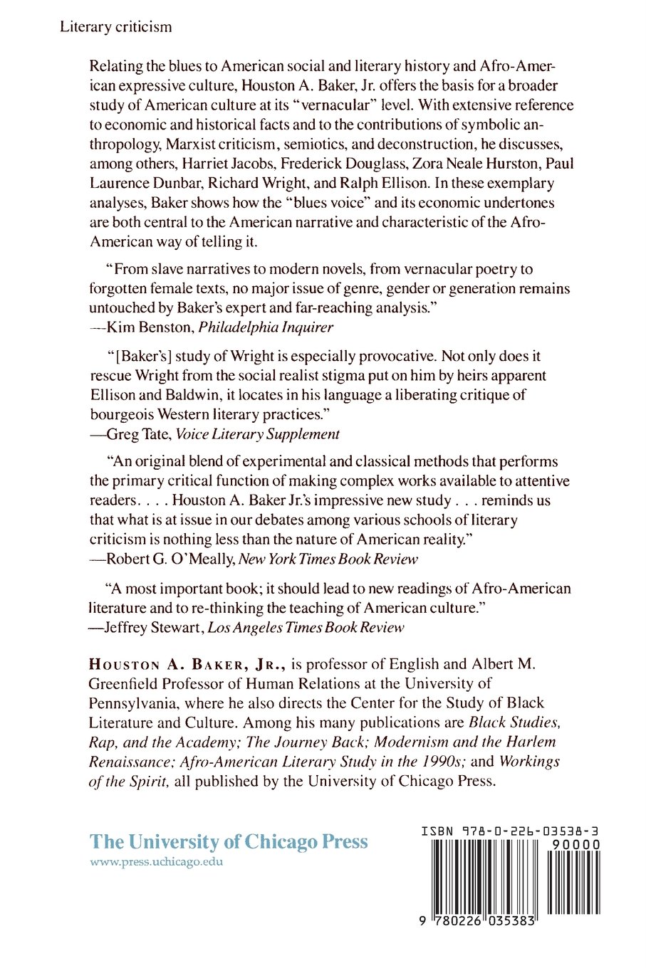 Blues, Ideology and Afro-american Literature: A Vernacular Theory